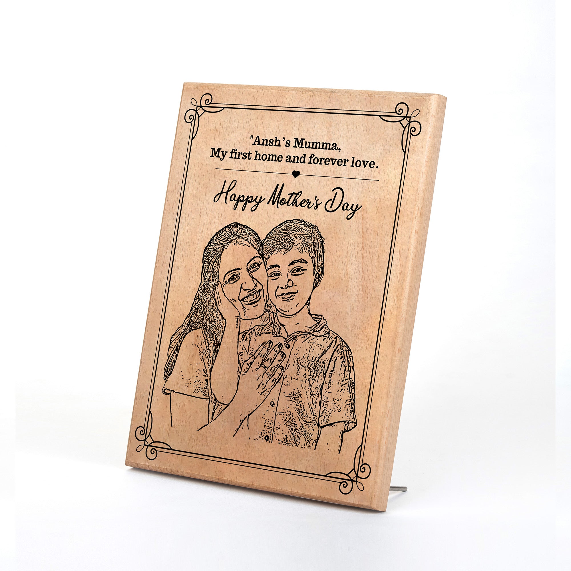 Personalized Wooden Portrait 7x9 inches-Mother's Day Gift