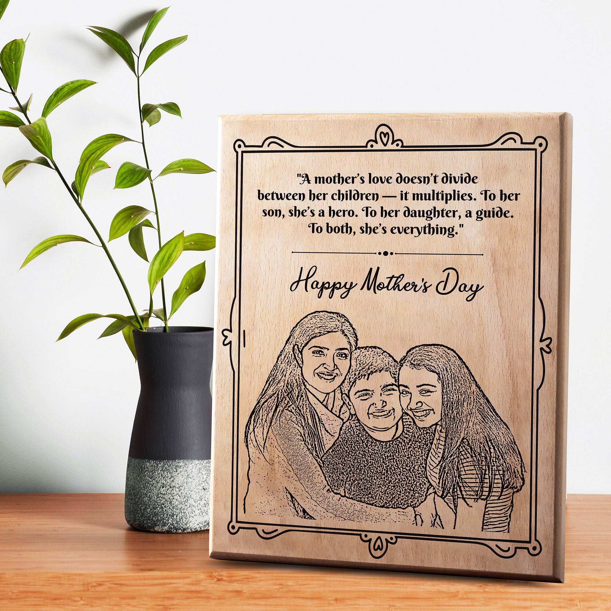 Personalized Wooden Portrait 9x12 inches-Mother's Day Gift
