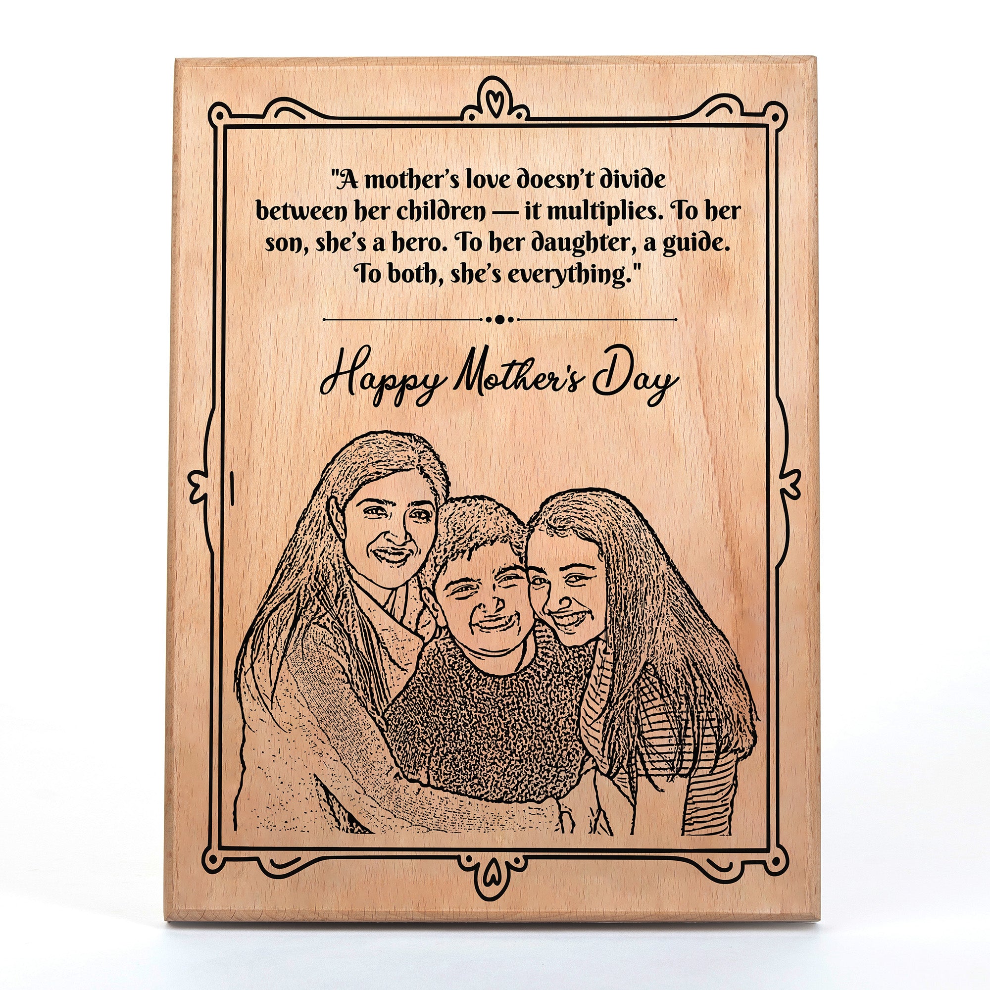 Personalized Wooden Portrait 9x12 inches-Mother's Day Gift
