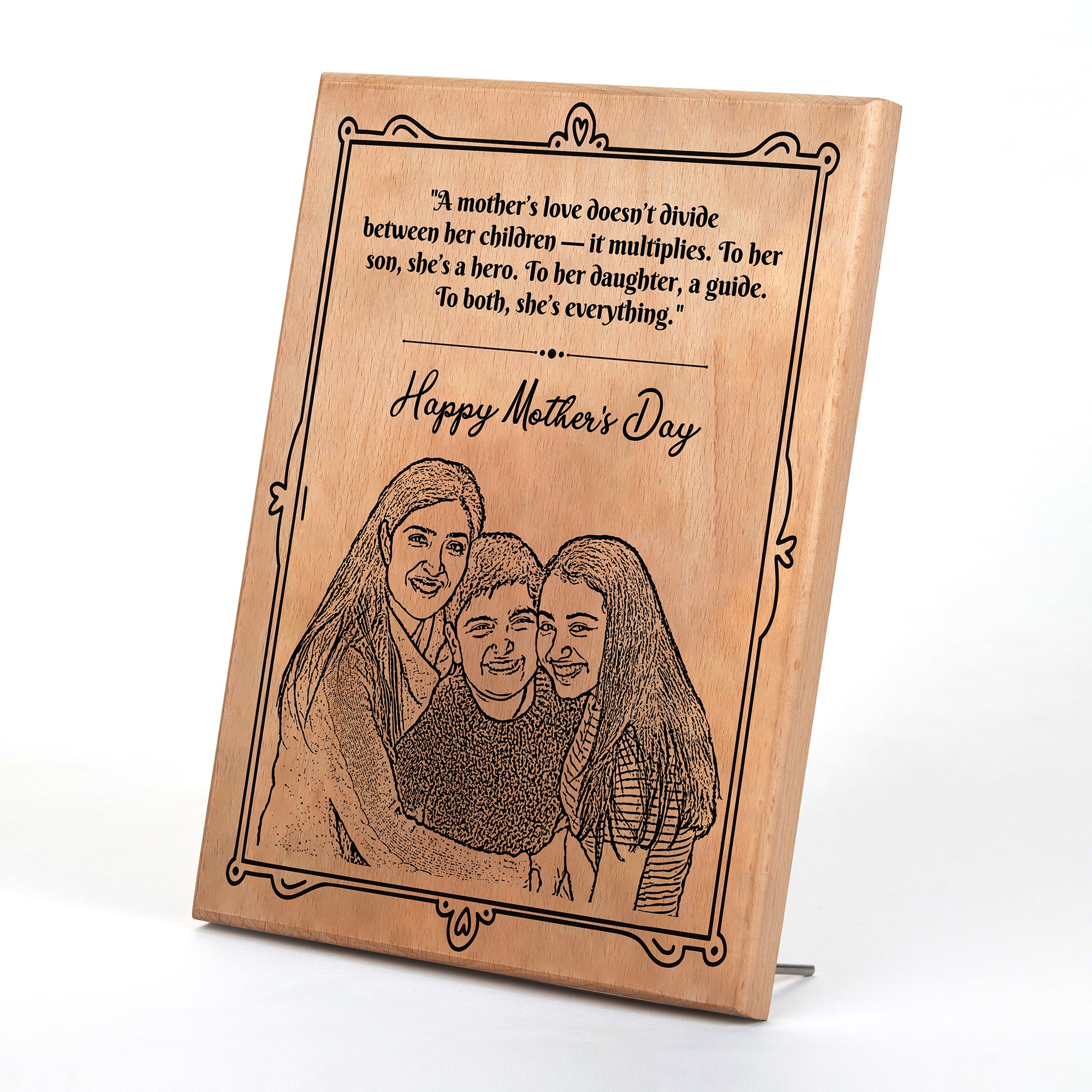 Personalized Wooden Portrait 9x12 inches-Mother's Day Gift