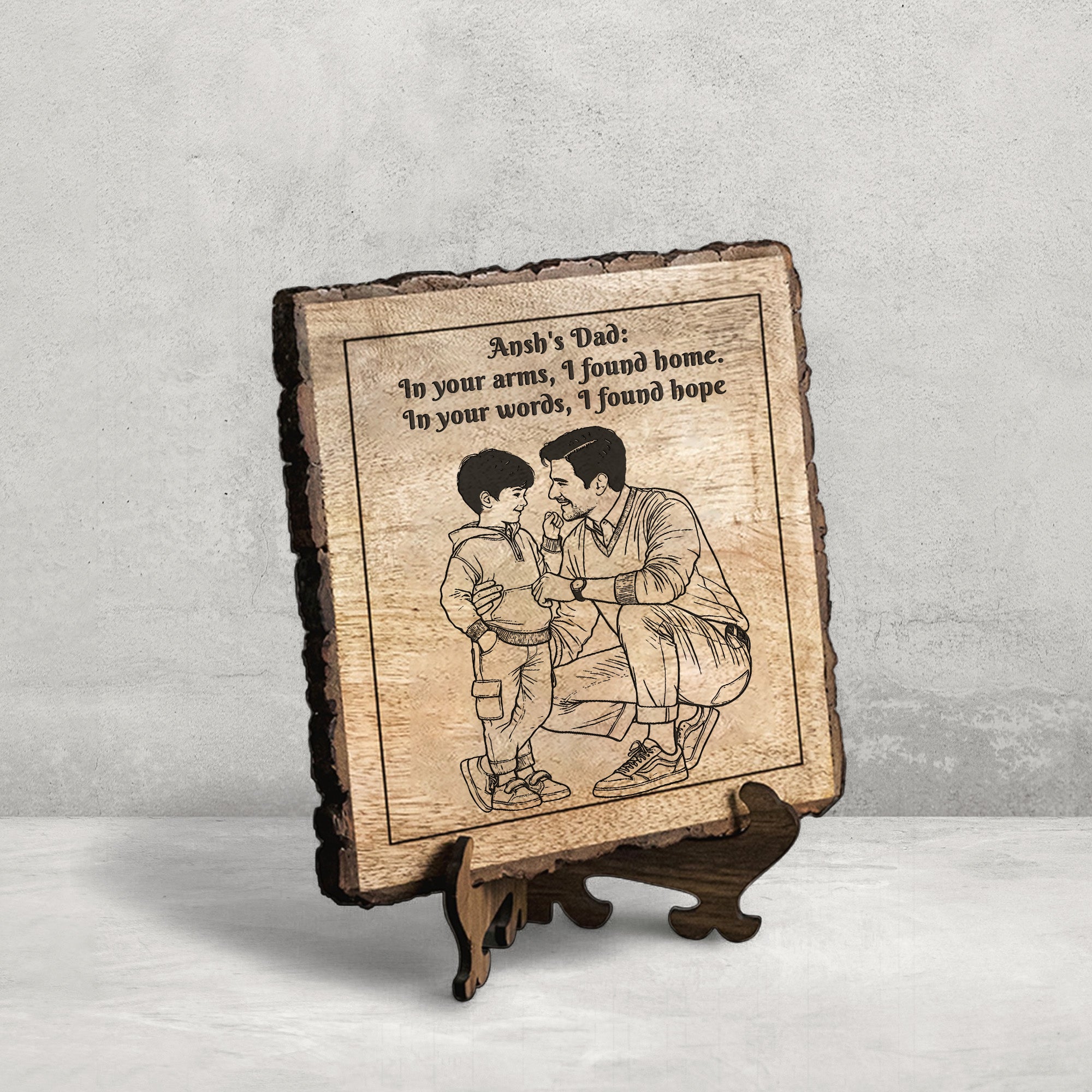 Handcrafted Mango Wood Personalized plaque - Father's day Gift