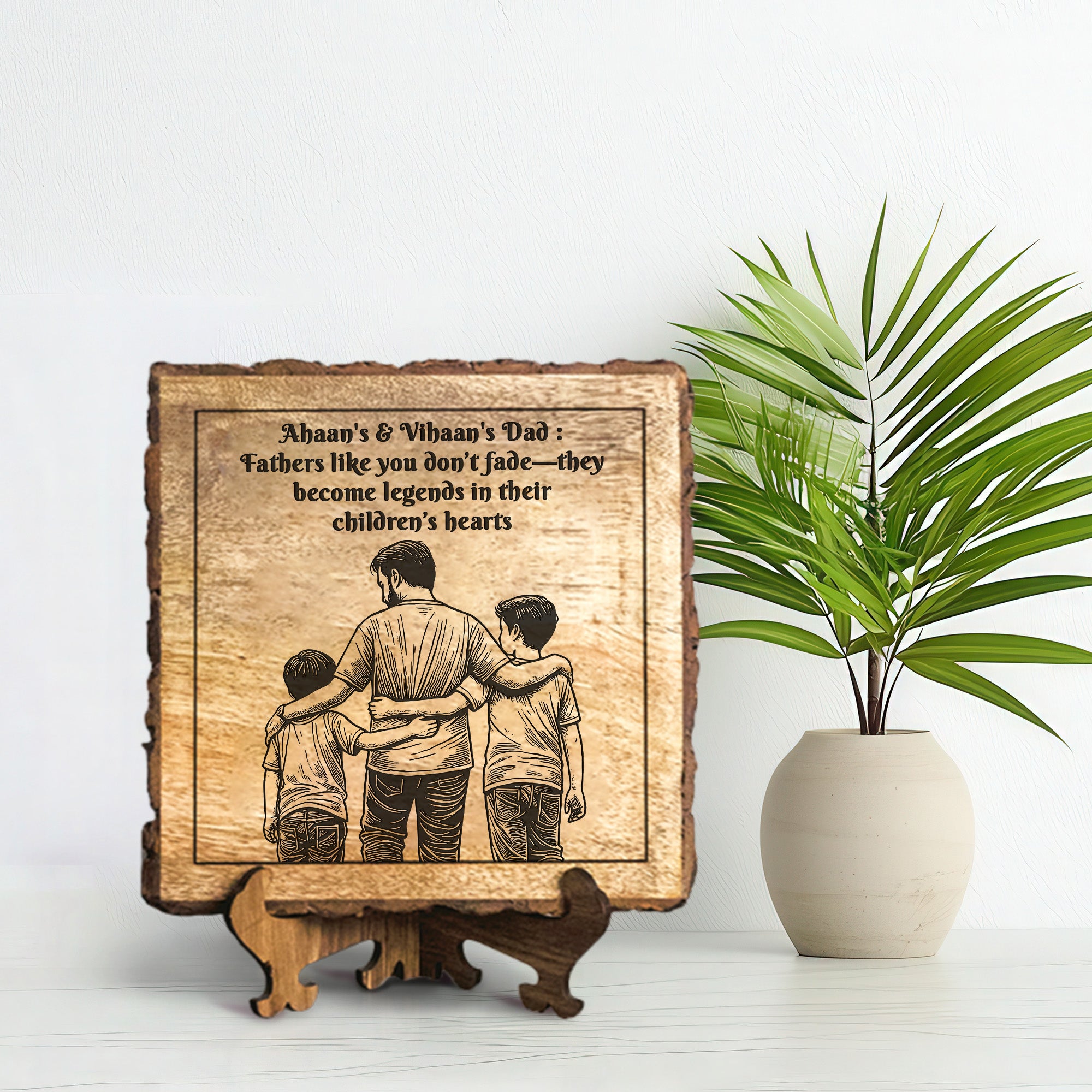 Handcrafted Mango Wood Personalized plaque - Father's day Gift