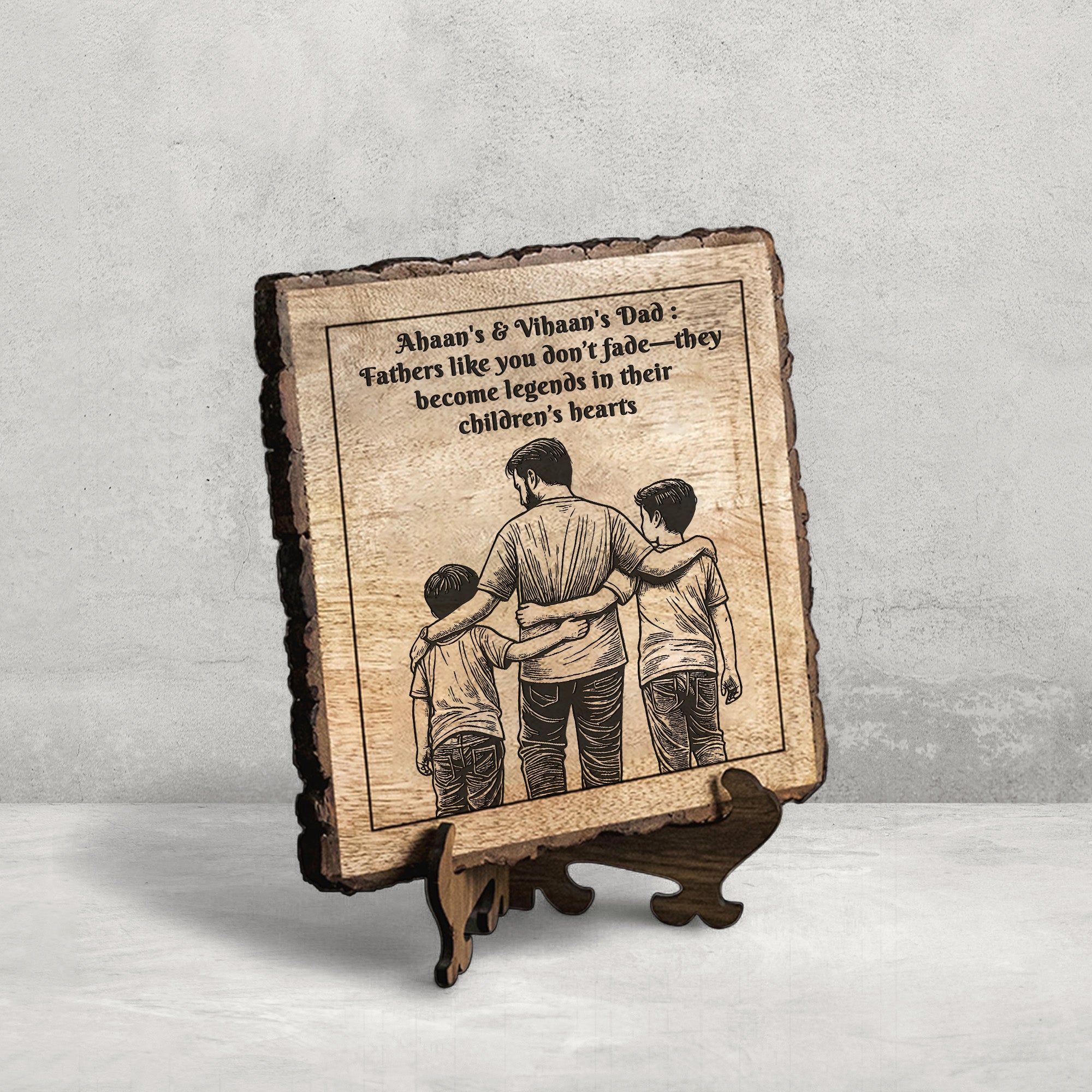 Handcrafted Mango Wood Personalized plaque - Father's day Gift