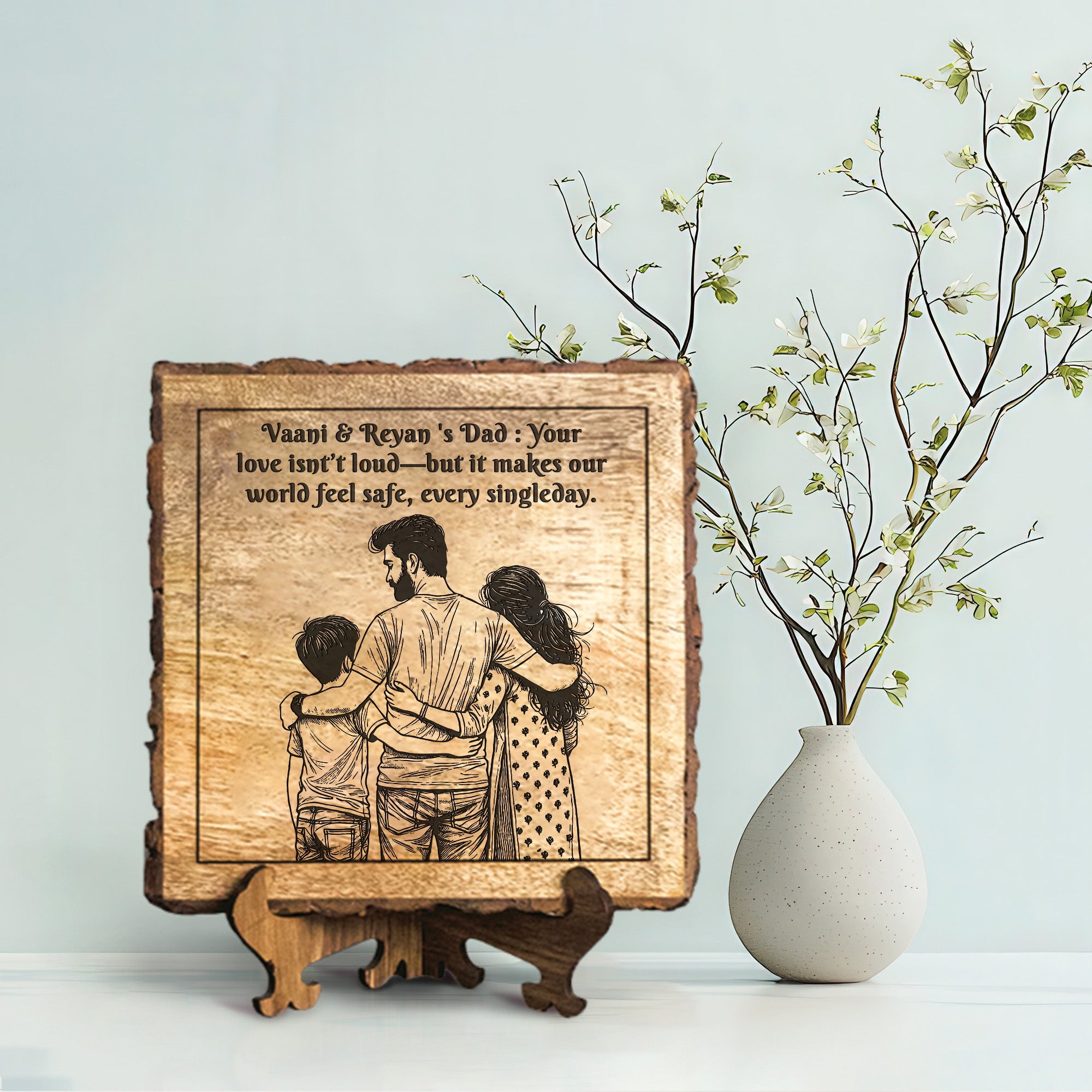 Handcrafted Mango Wood Personalized plaque - Father's day Gift
