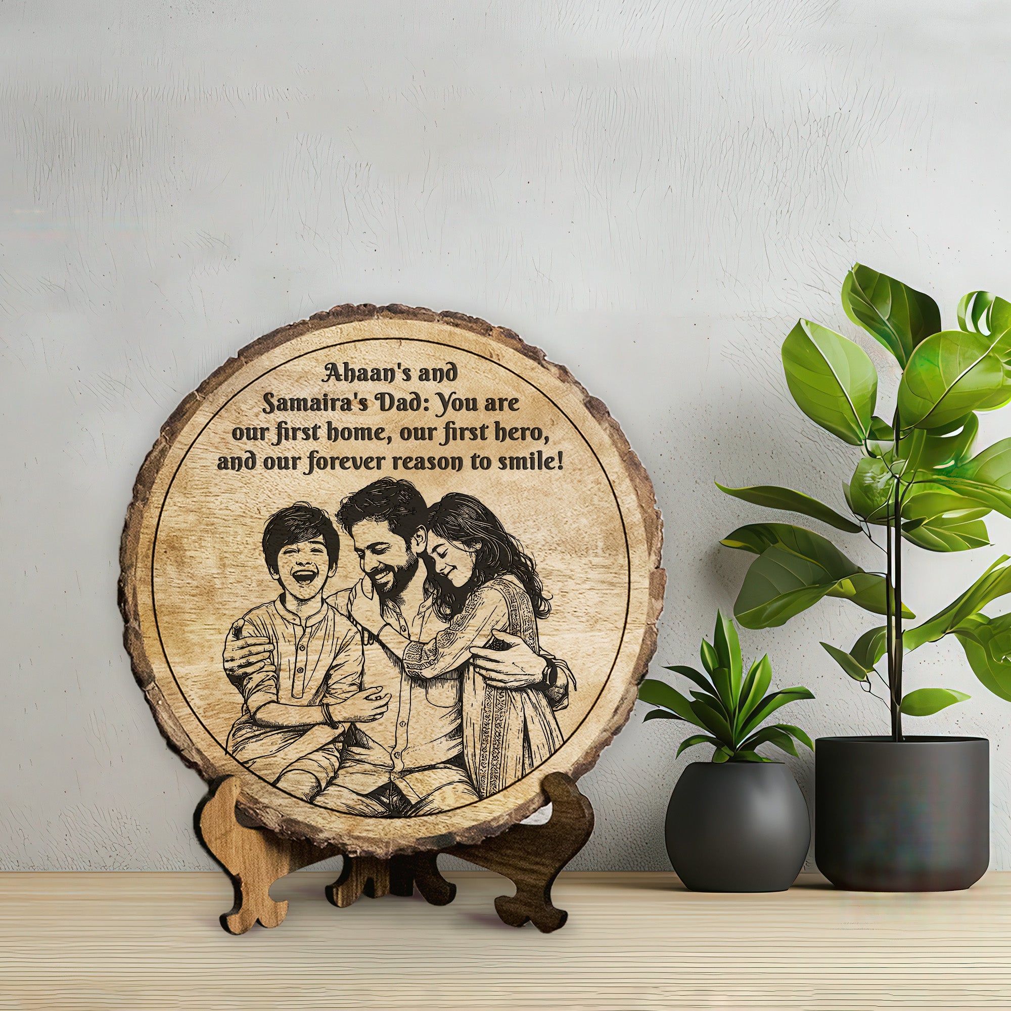 Handcrafted Mango Wood Personalized plaque - Father's day Gift