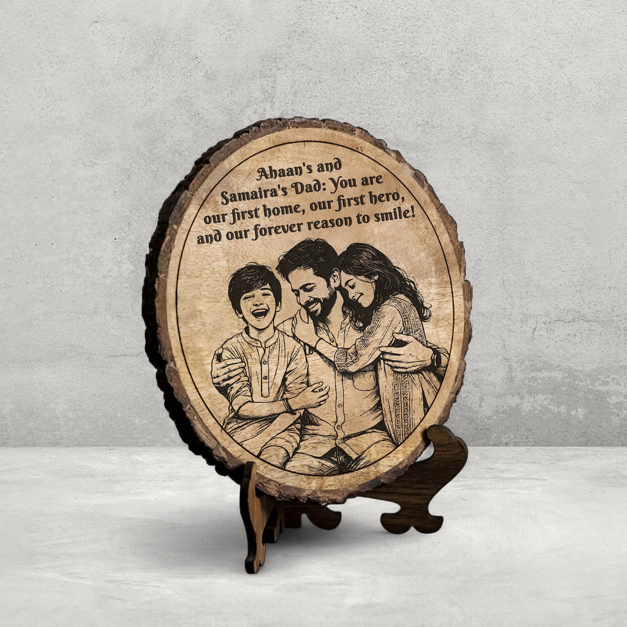 Handcrafted Mango Wood Personalized plaque - Father's day Gift