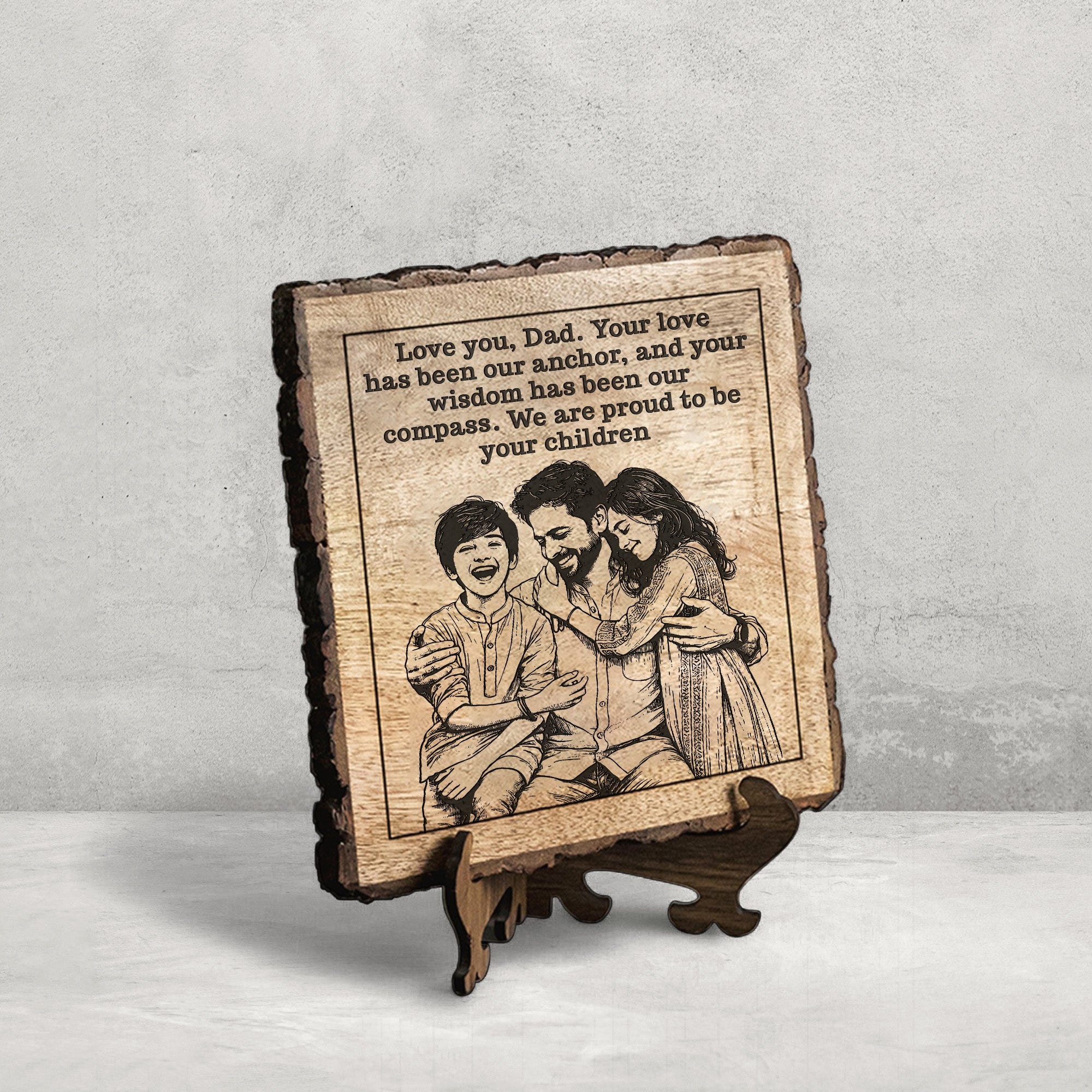 Handcrafted Mango Wood Personalized plaque - Father's day Gift