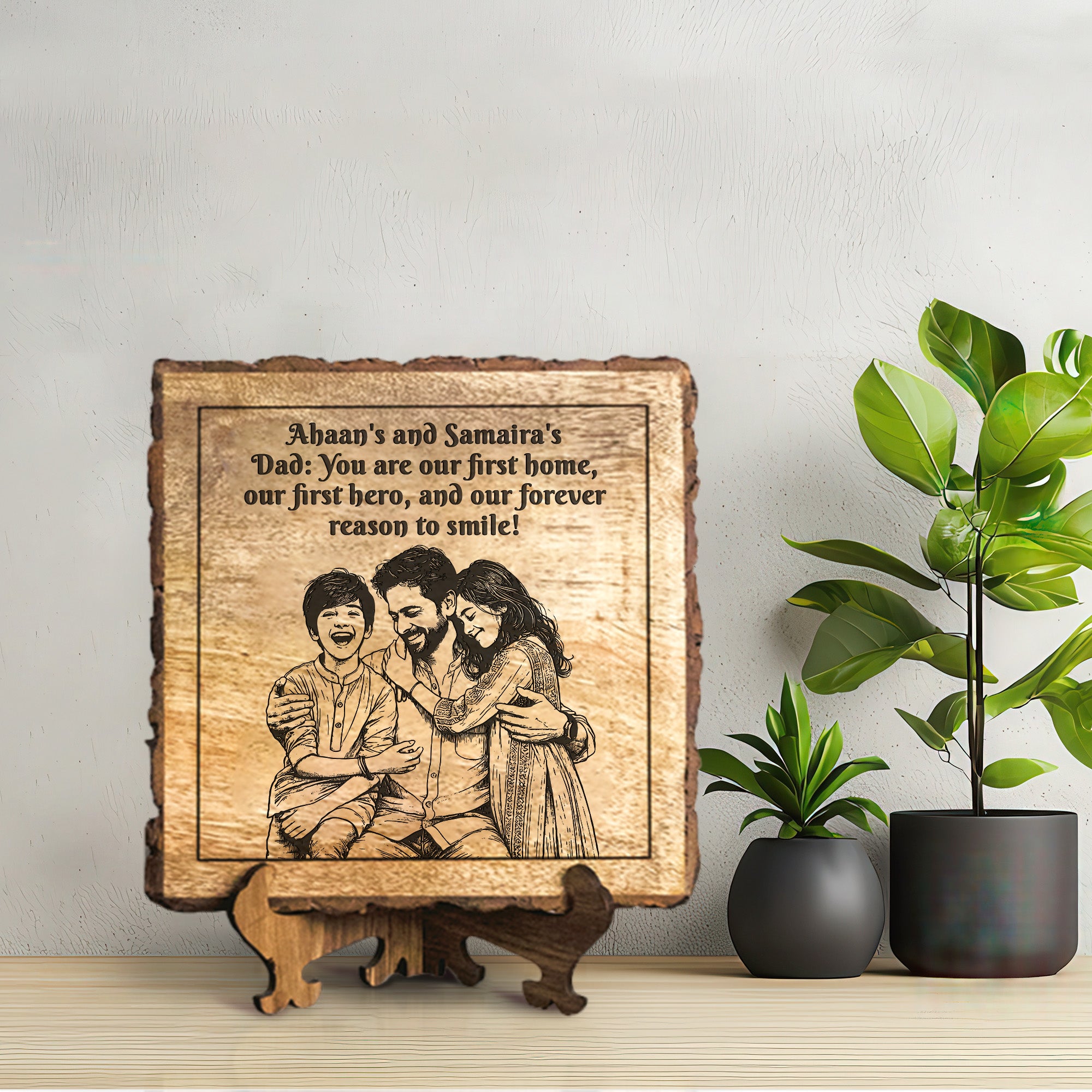Handcrafted Mango Wood Personalized plaque - Father's day Gift
