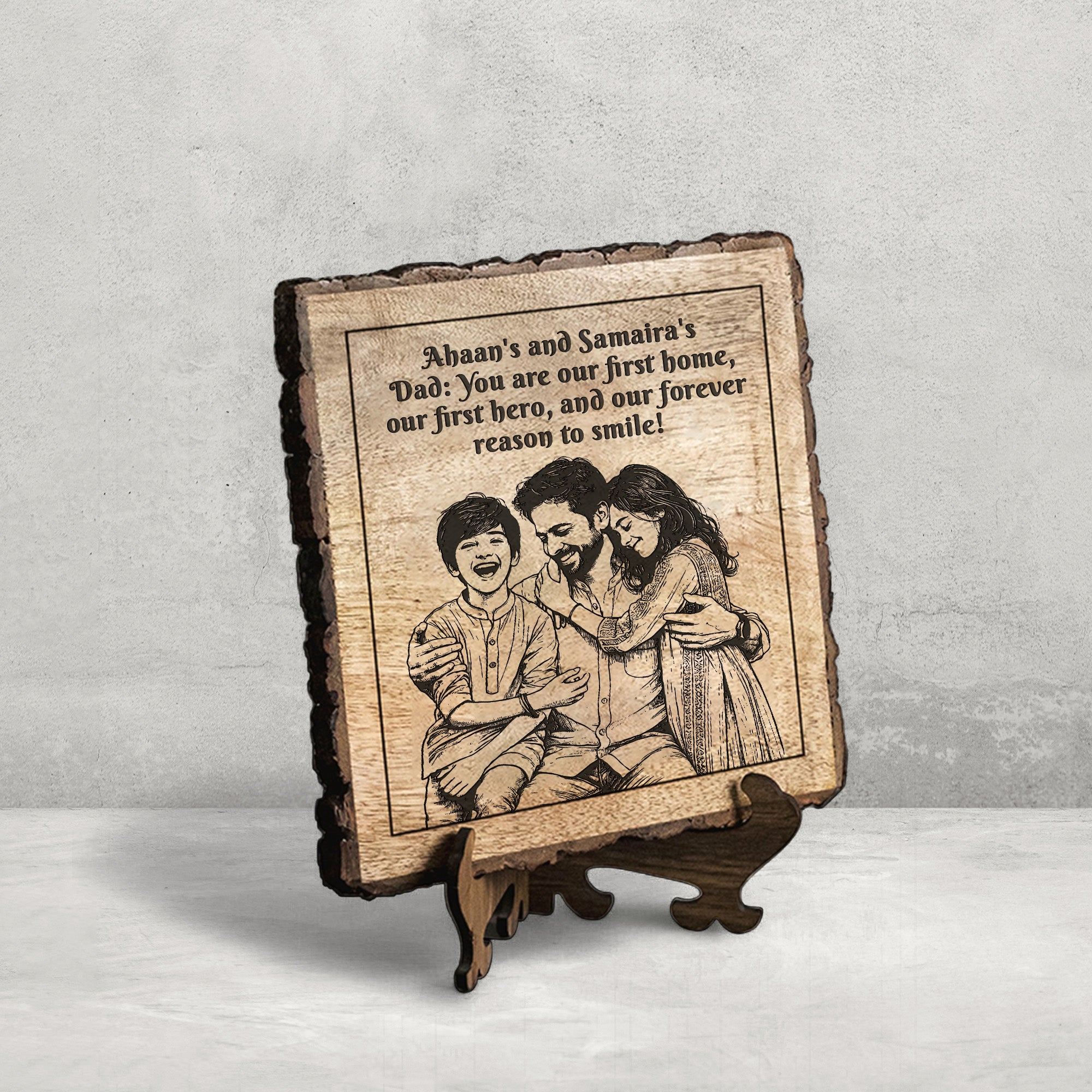 Handcrafted Mango Wood Personalized plaque - Father's day Gift