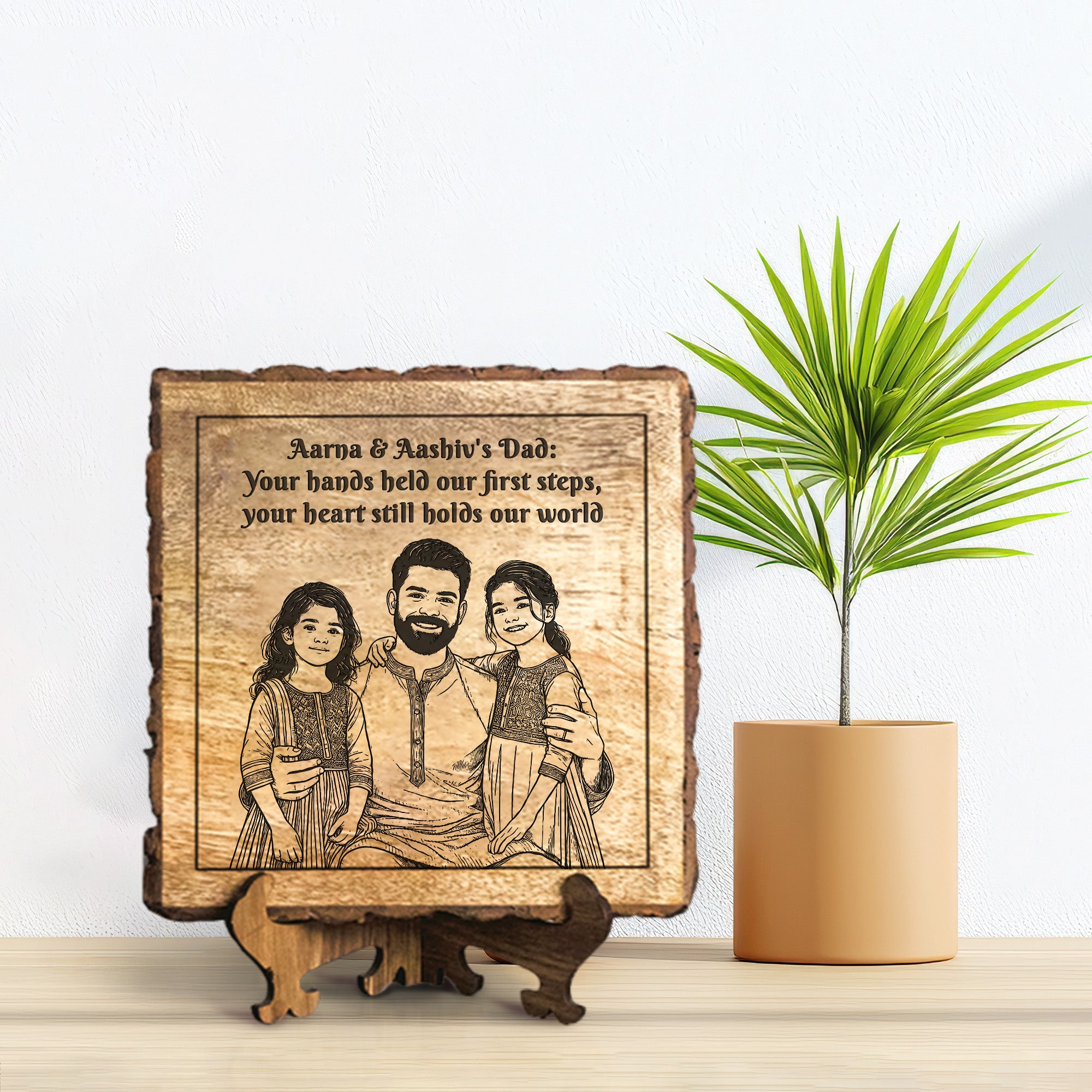 Handcrafted Mango Wood Personalized plaque - Father's day Gift
