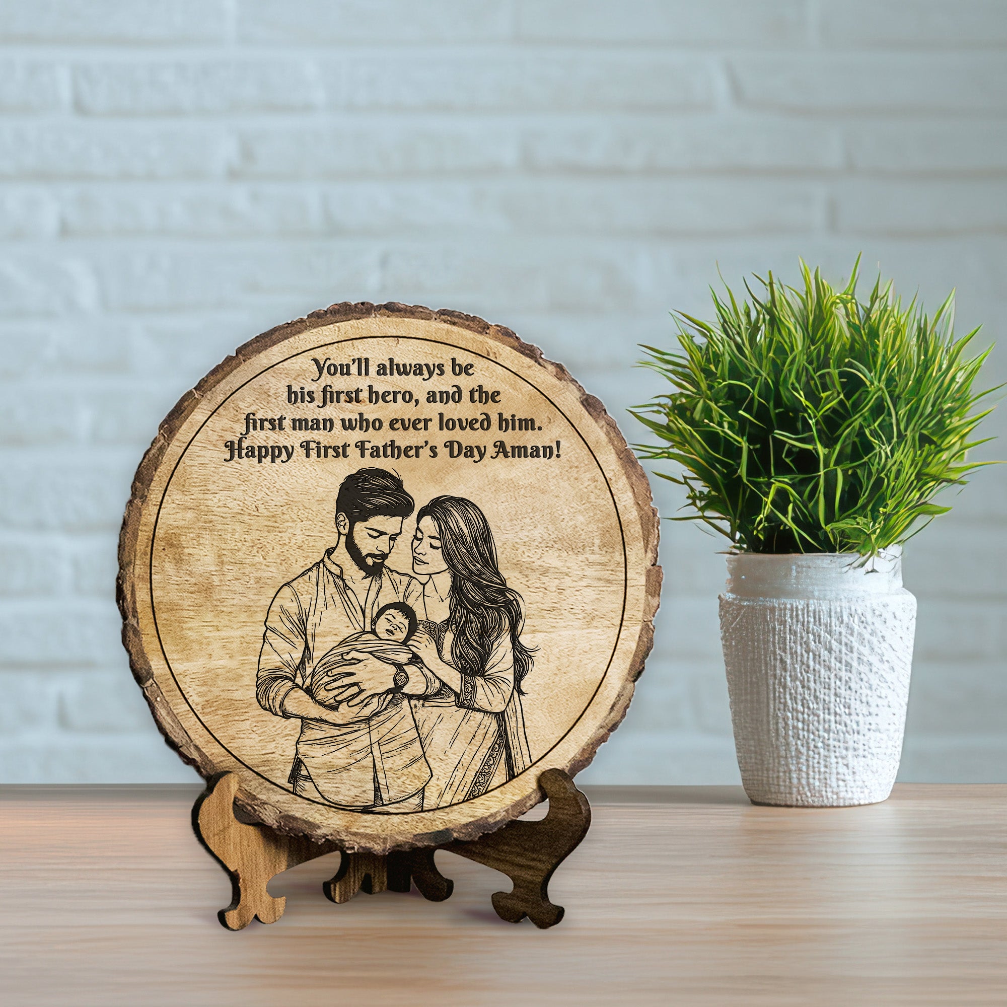Handcrafted Mango Wood Personalized plaque - Father's day Gift