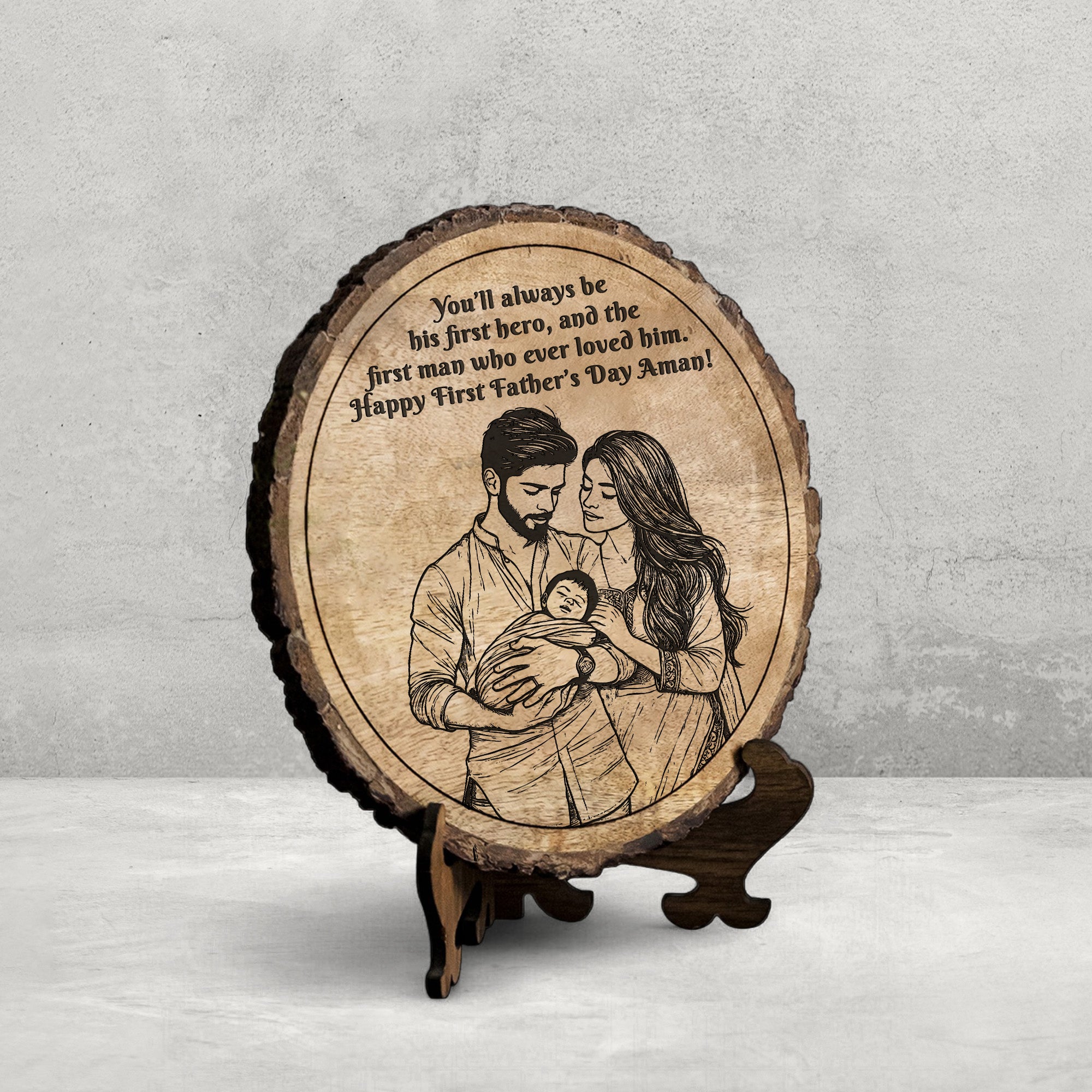 Handcrafted Mango Wood Personalized plaque - Father's day Gift