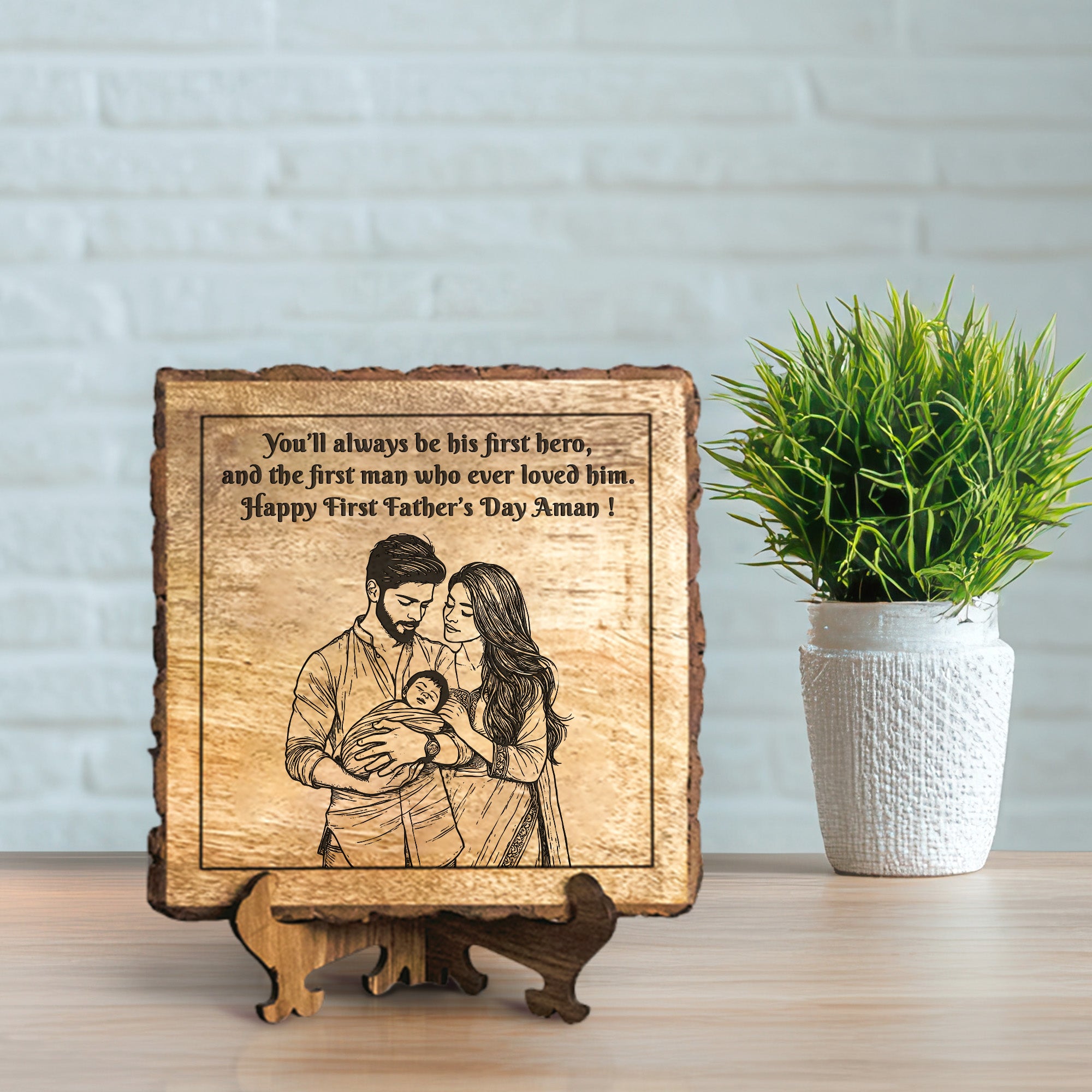 Handcrafted Mango Wood Personalized plaque - Father's day Gift