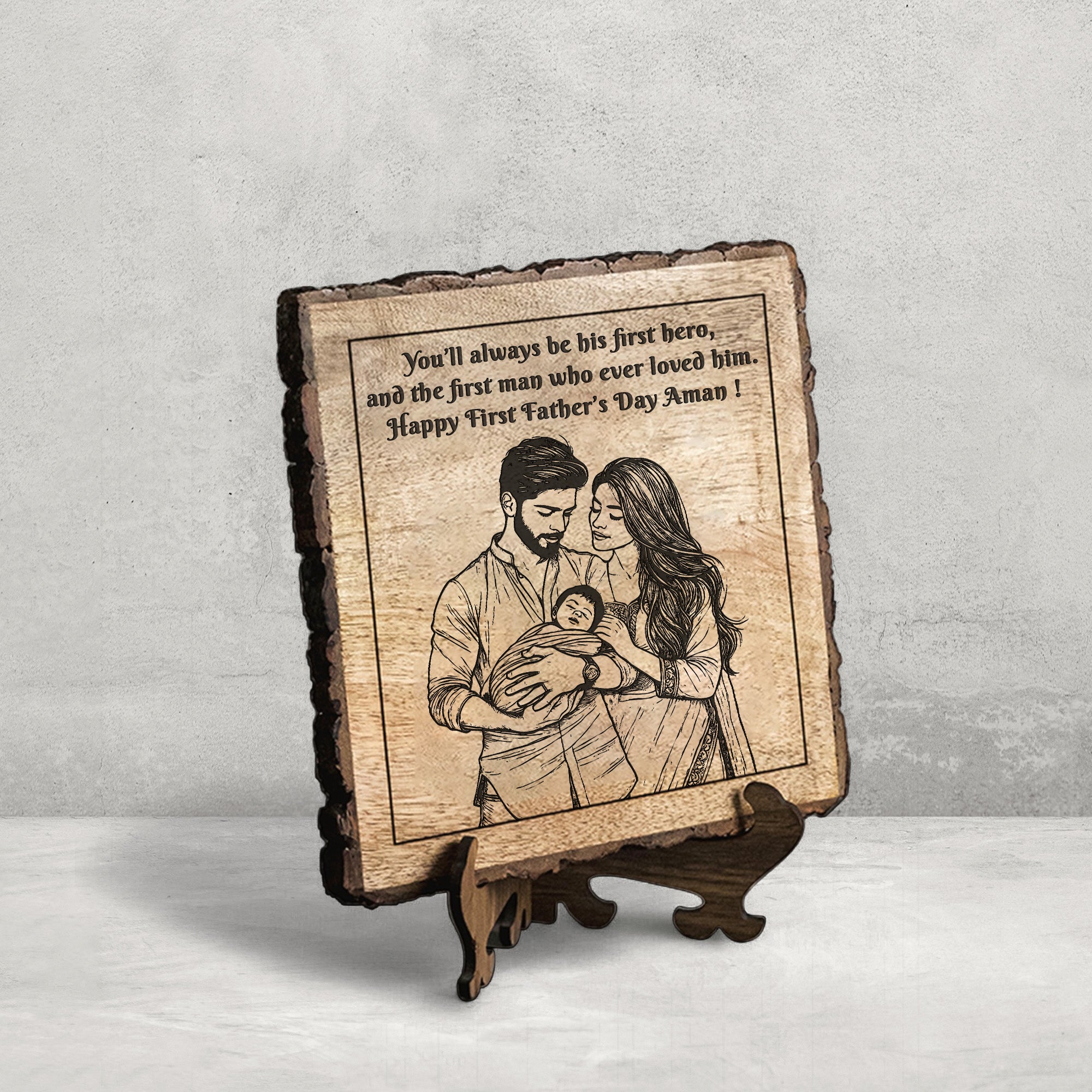 Handcrafted Mango Wood Personalized plaque - Father's day Gift