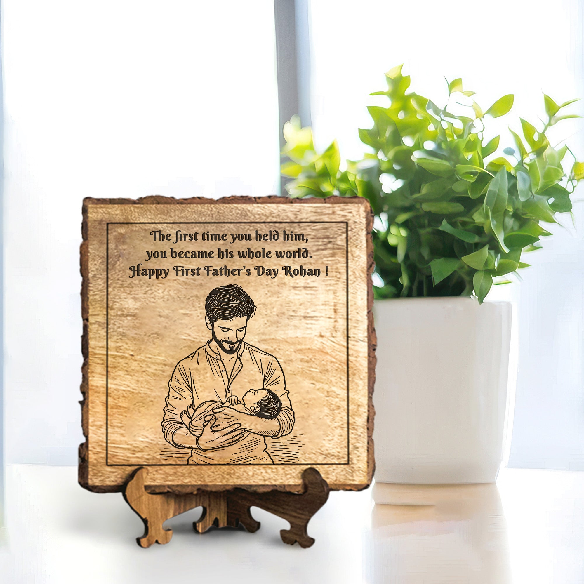 Handcrafted Mango Wood Personalized plaque - Father's day Gift