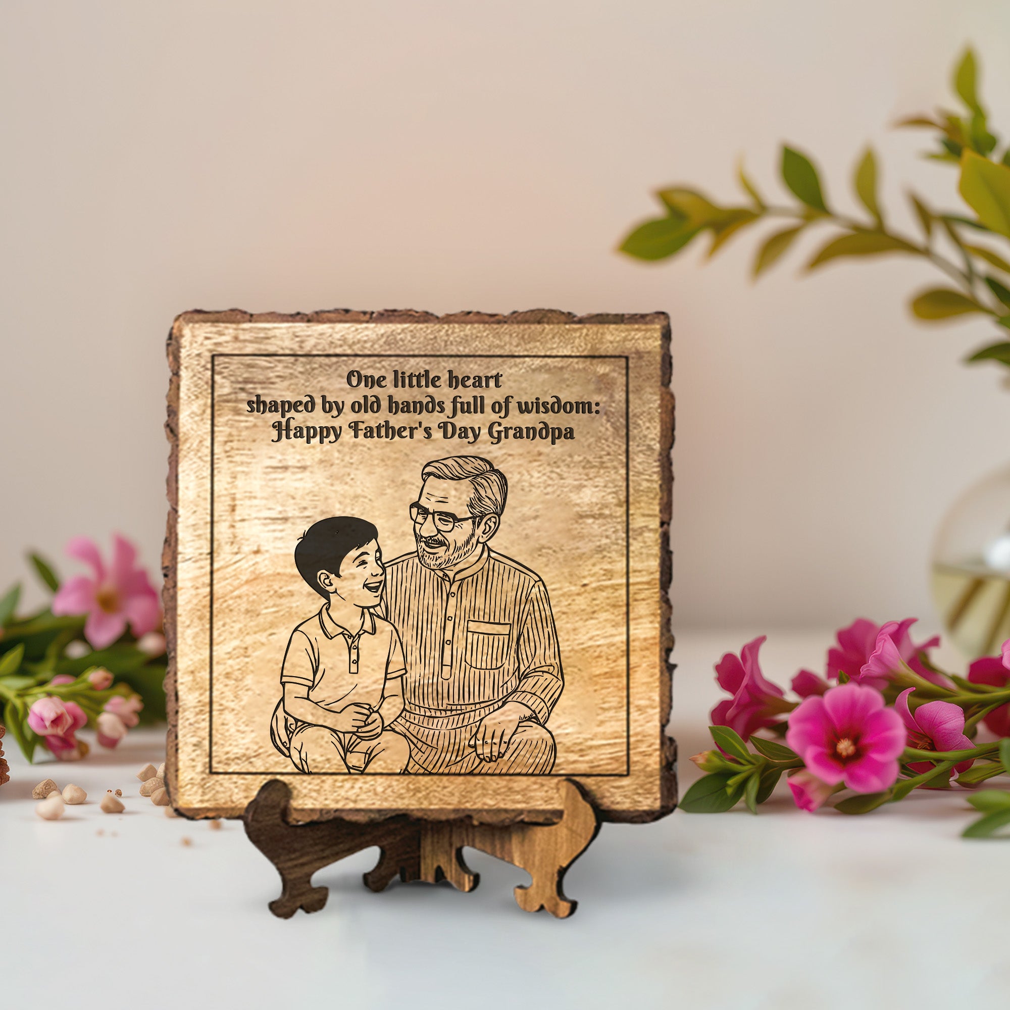 Handcrafted Mango Wood Personalized plaque - Father's day Gift