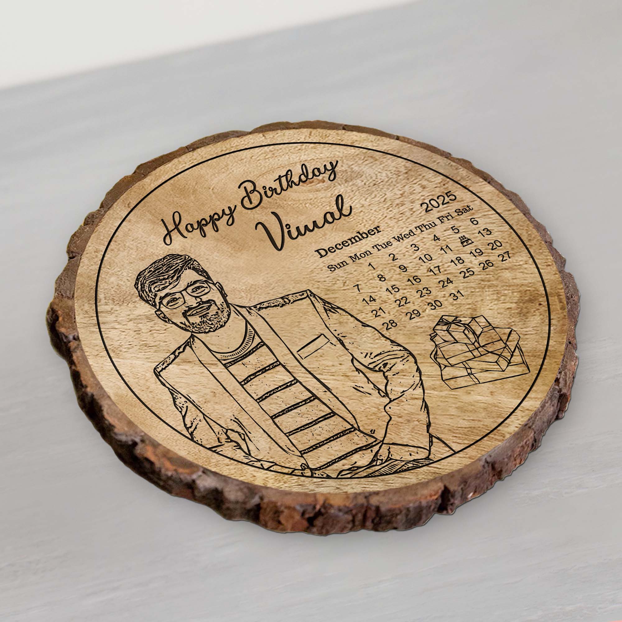 Customized Birthday Gift Plaque for Dad - Mango Wood 8x8 Inch