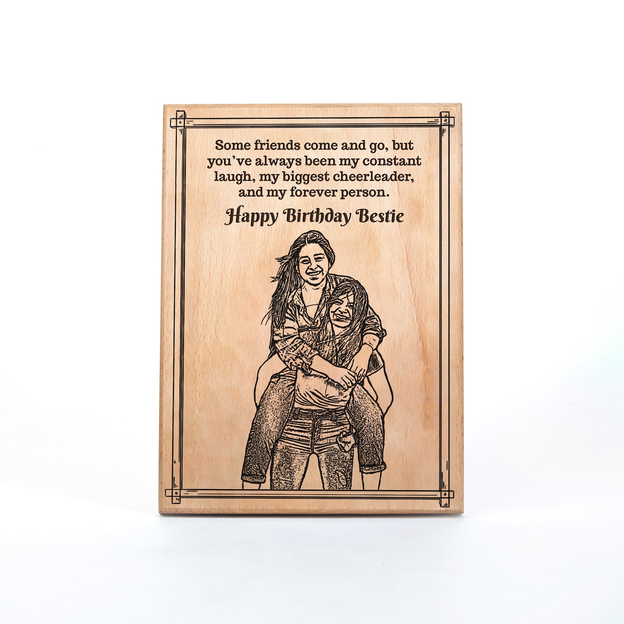 Customized Birthday Gift Plaque for Friend - Steam beech Wood 7X9 Inch