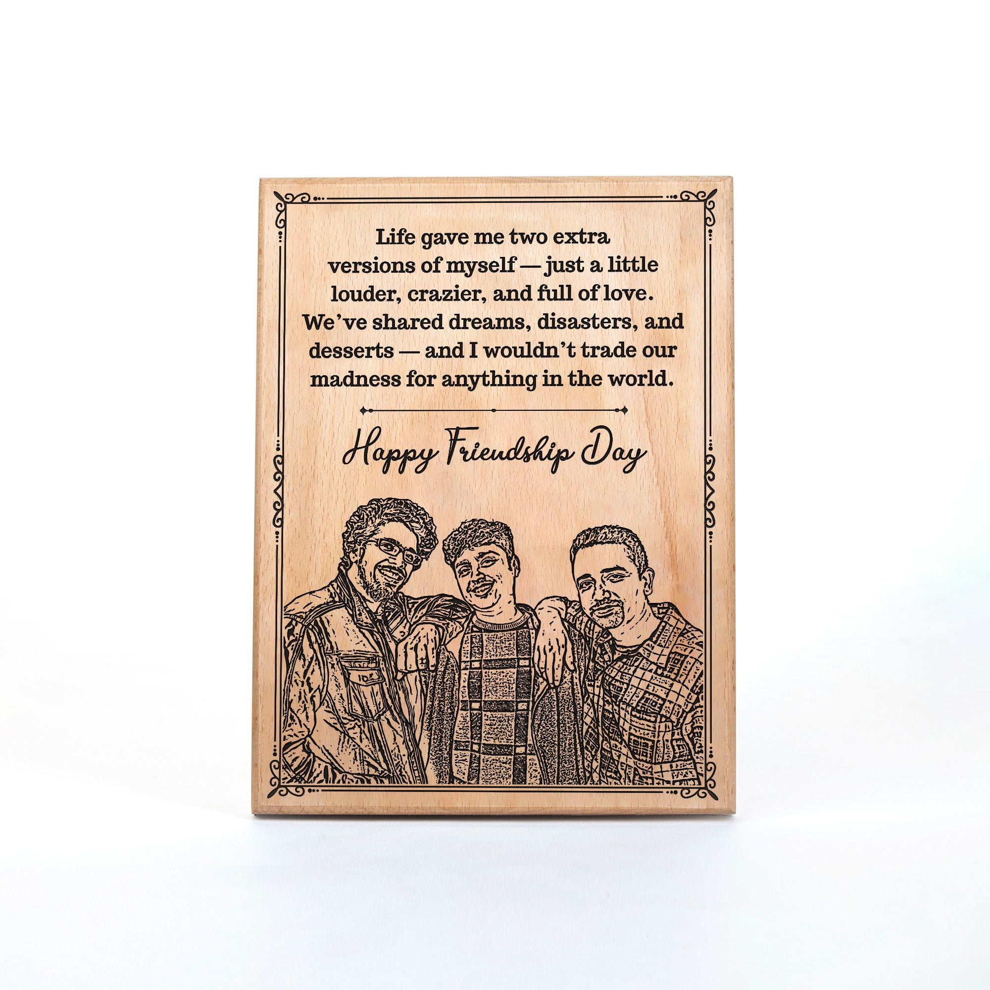 Handcrafted Mango Wood Personalized plaque- Friendship Day Gift 7X9