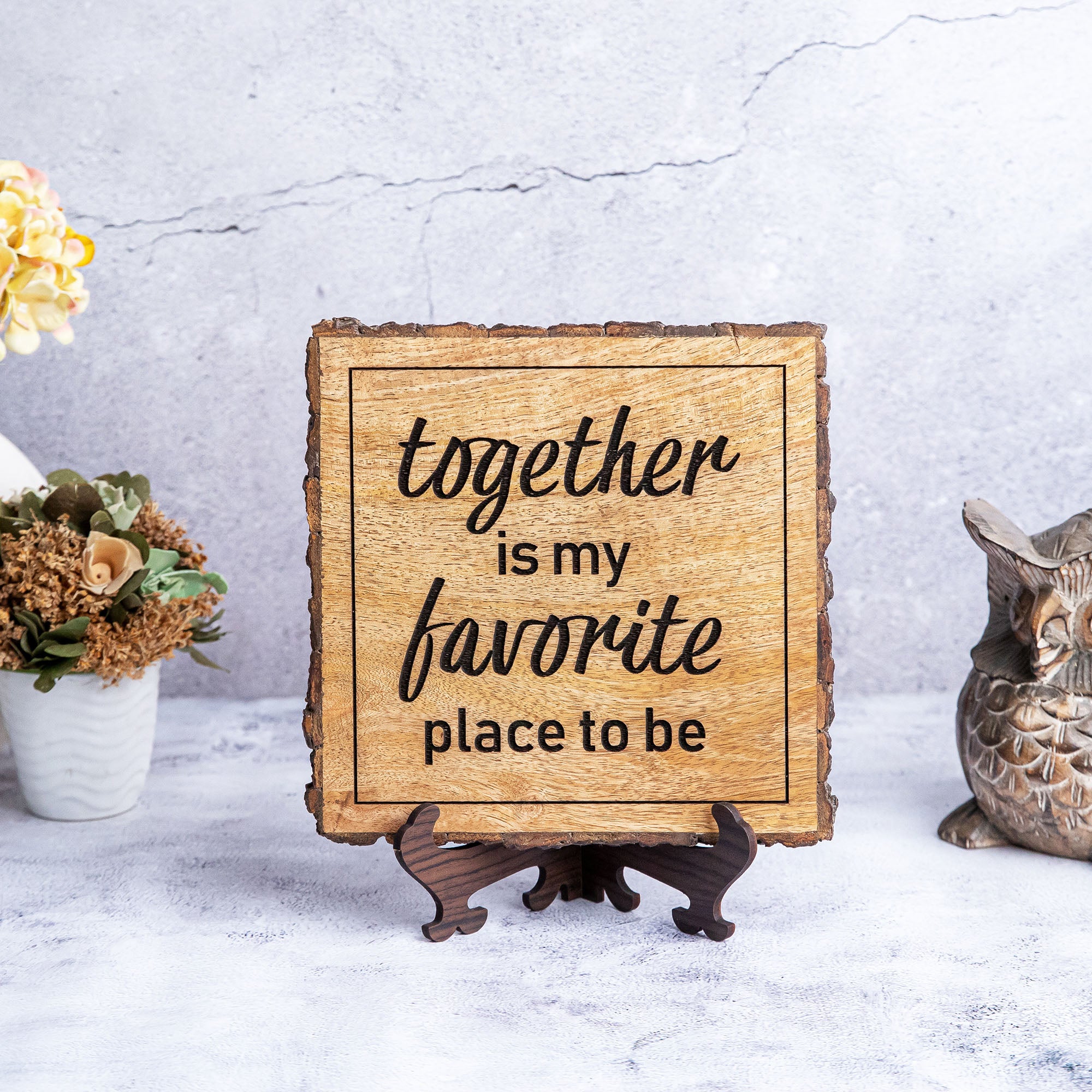 Together is my favourite ' Bark Edge Plaque