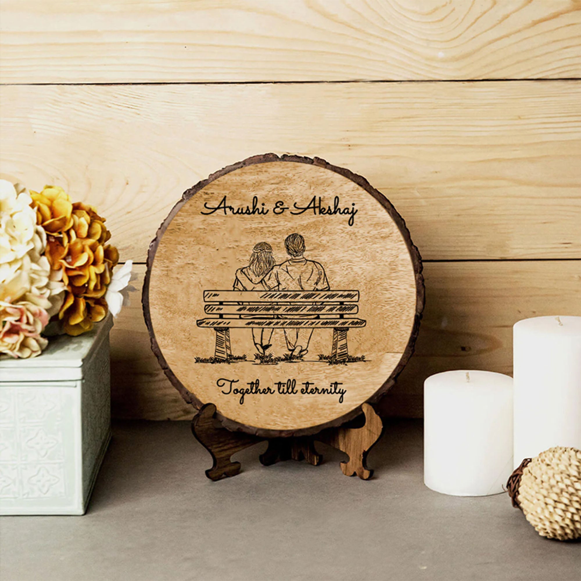 Customized Couple Name Round Plaque