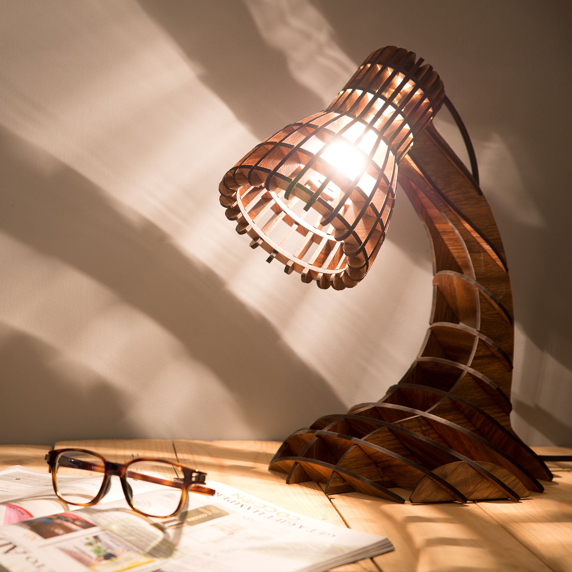 Wooden Desk Light without Bulb