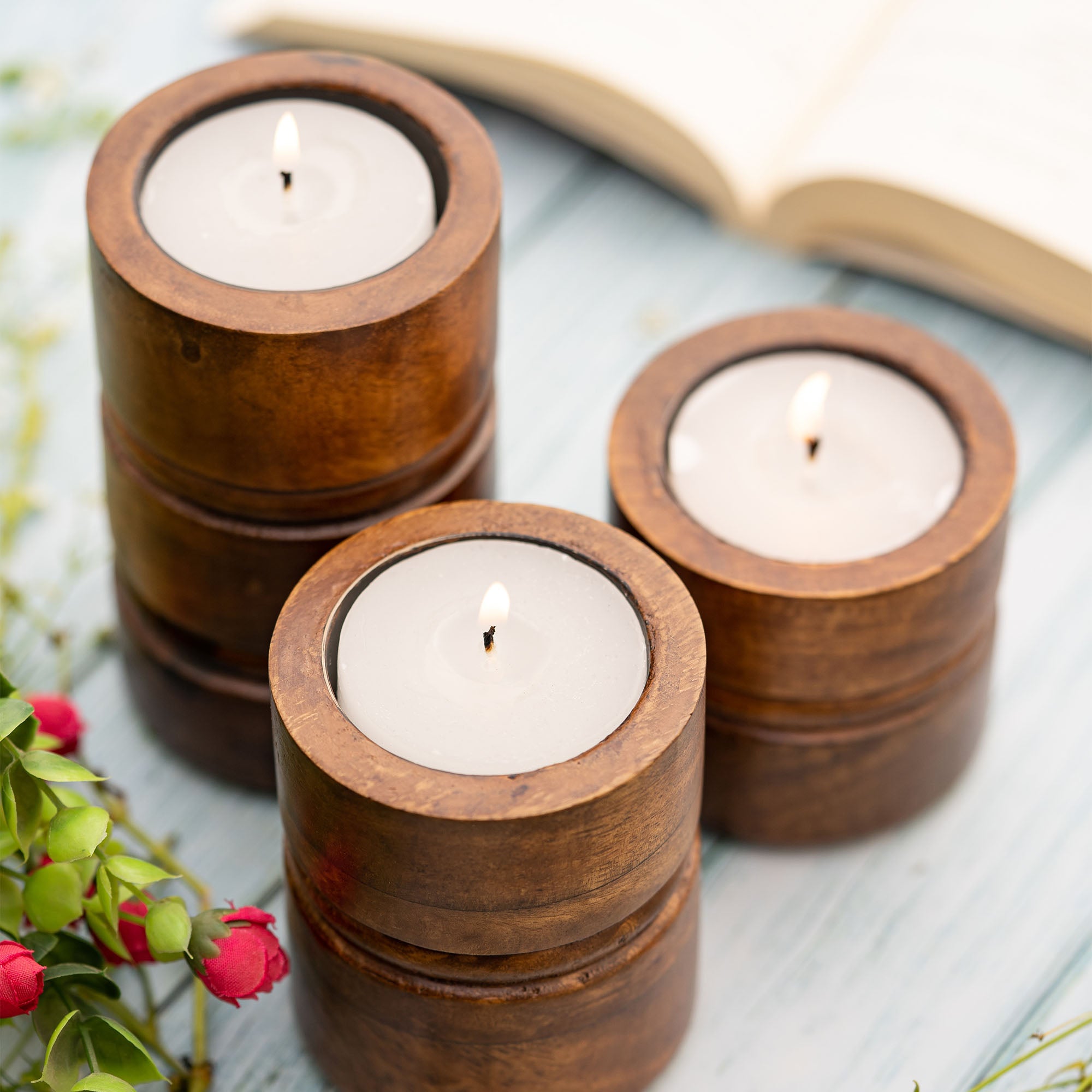 BAKU Candle Holder (Walnut Finish)