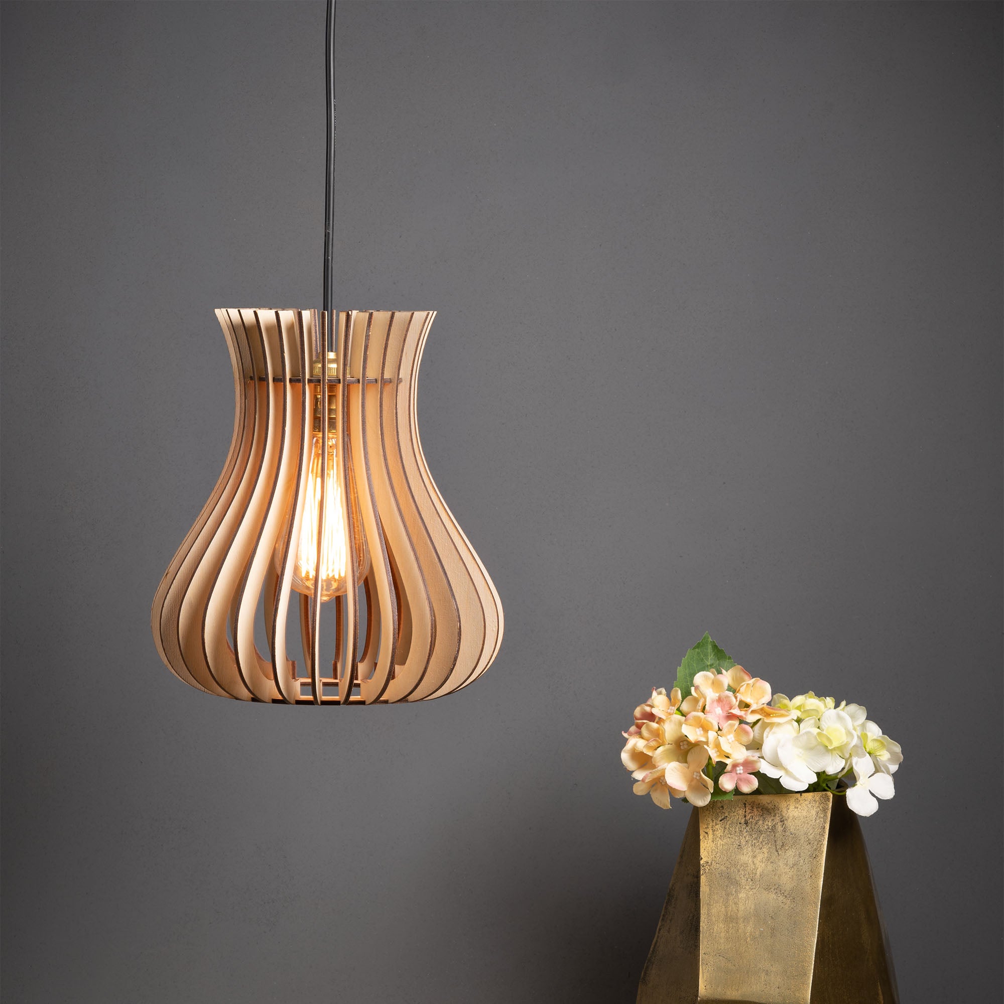 Belle Birch Wood Ceiling Lamp