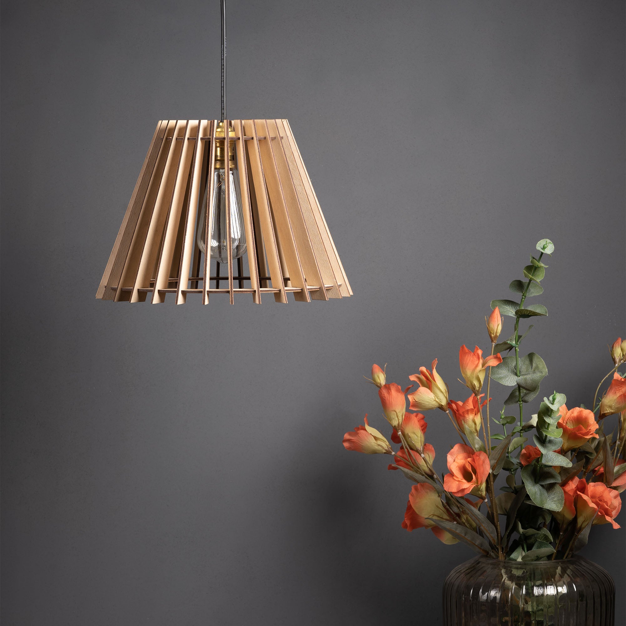 Benzor Birch Wood shade pendent lamp