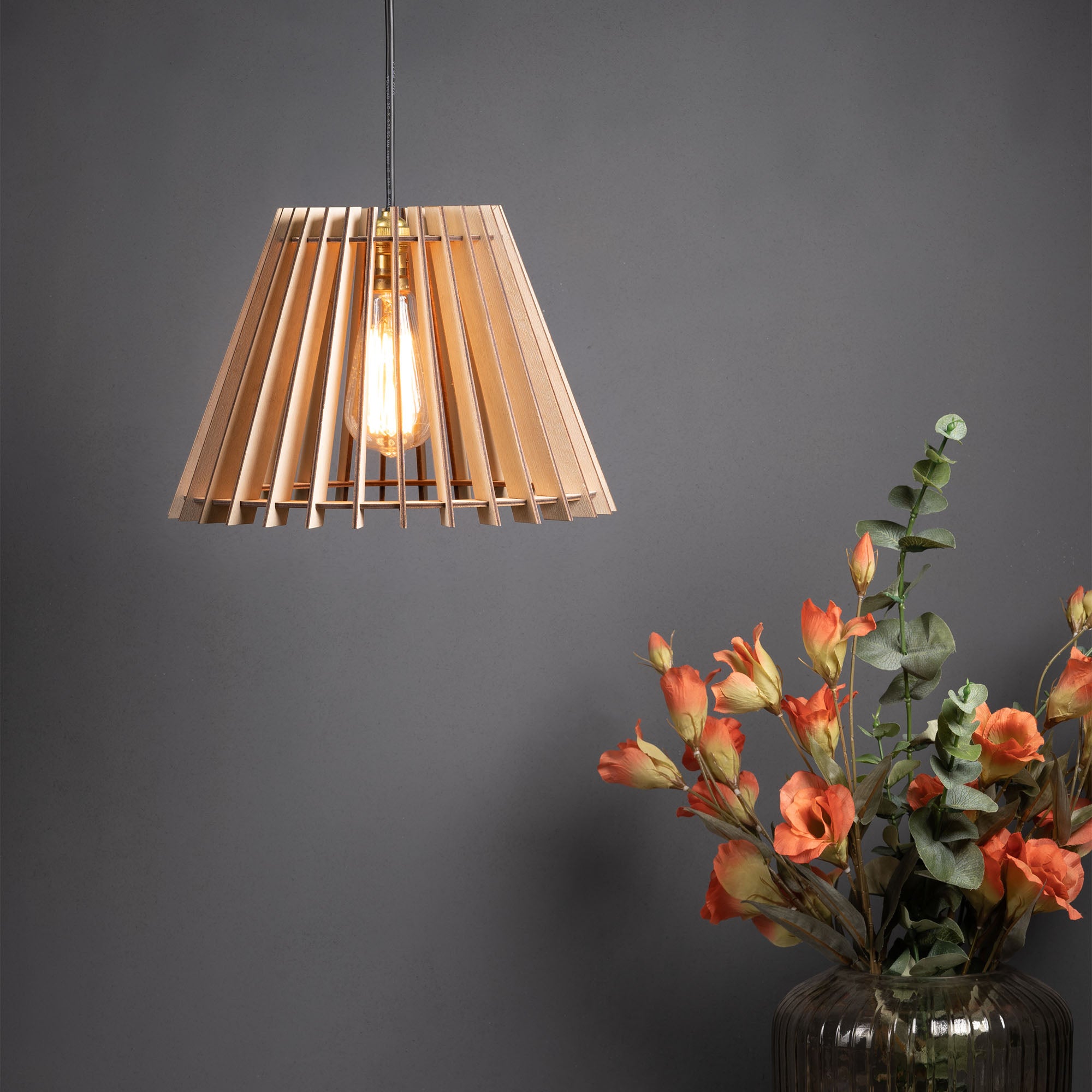 Benzor Birch Wood shade pendent lamp