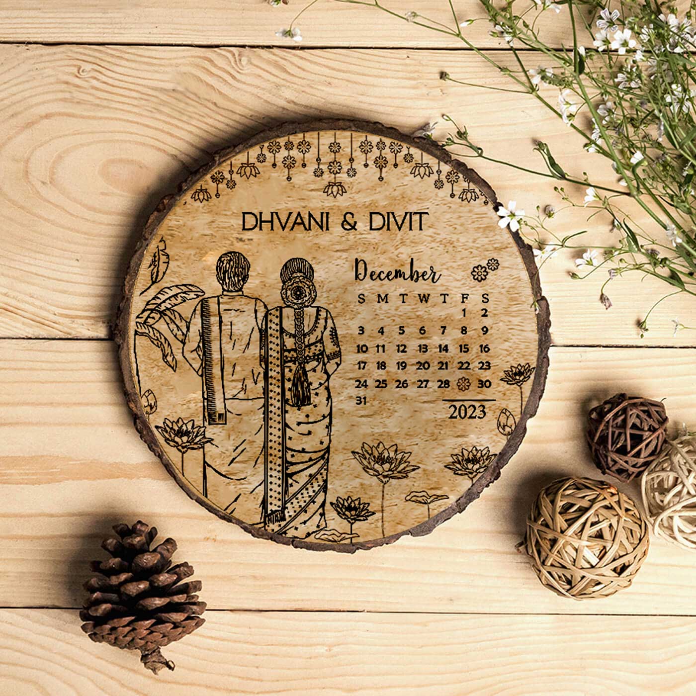 CUSTOMIZED SOUTH INDIAN WEDDING GIFT' - Wooden Plaque