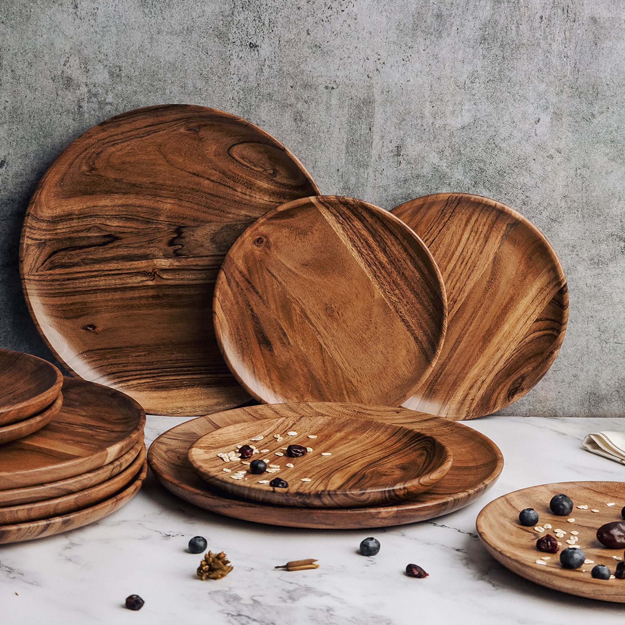 Dune Acacia Plates Set of 6 Small and 6 Large