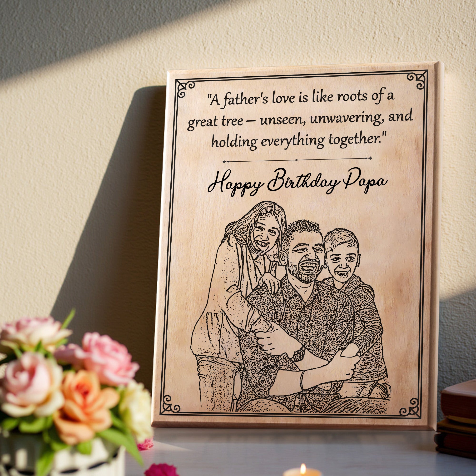 Customized Birthday Gift Plaque for Dad - Steam beech Wood 9x12 Inch