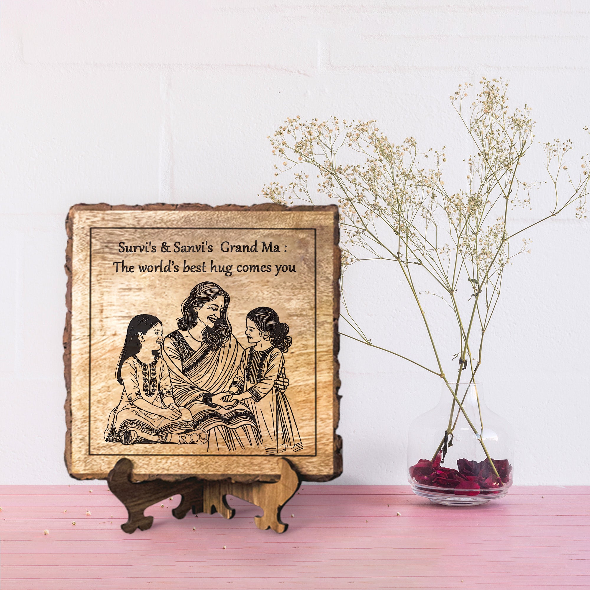 Handcrafted Mango Wood Personalized plaque-Mother's day Gift