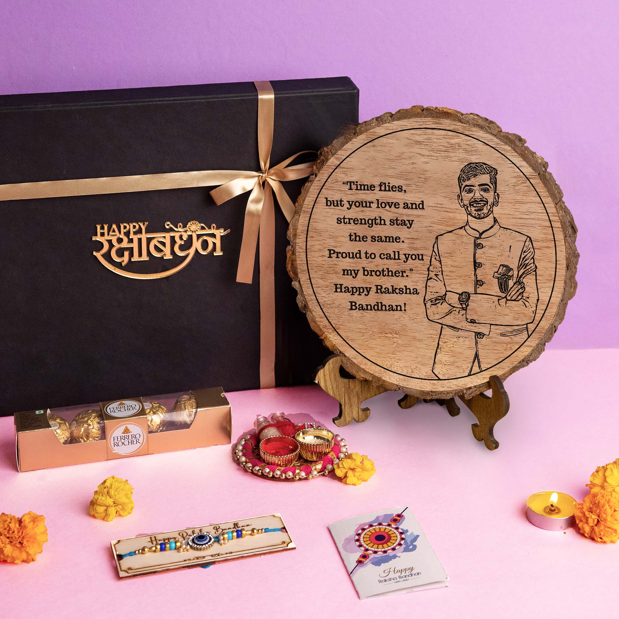 5-in-1 Sibling Love Treasure Box – A Heartfelt Hamper Featuring a Gift plaque for brother's