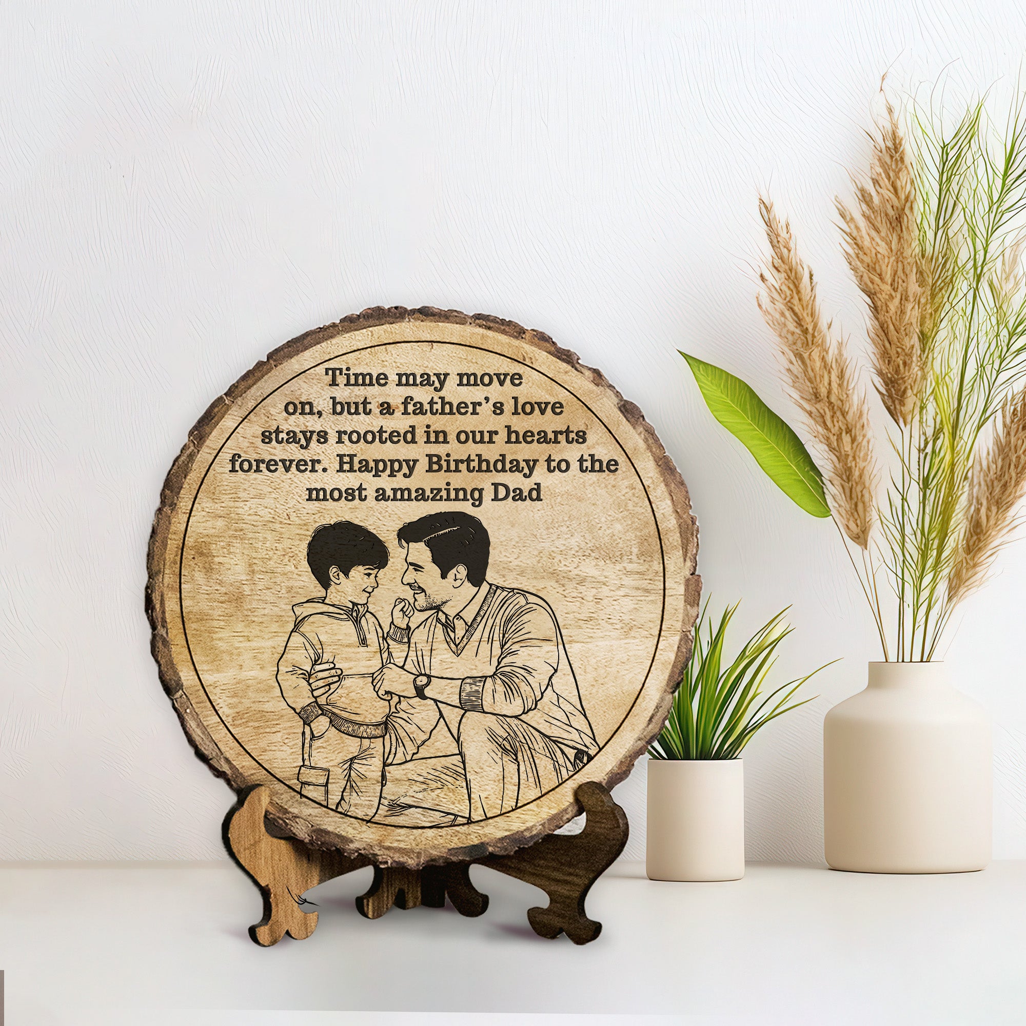 Customized Birthday Gift plaque for Dad - Mango Wood 8x8 Inch