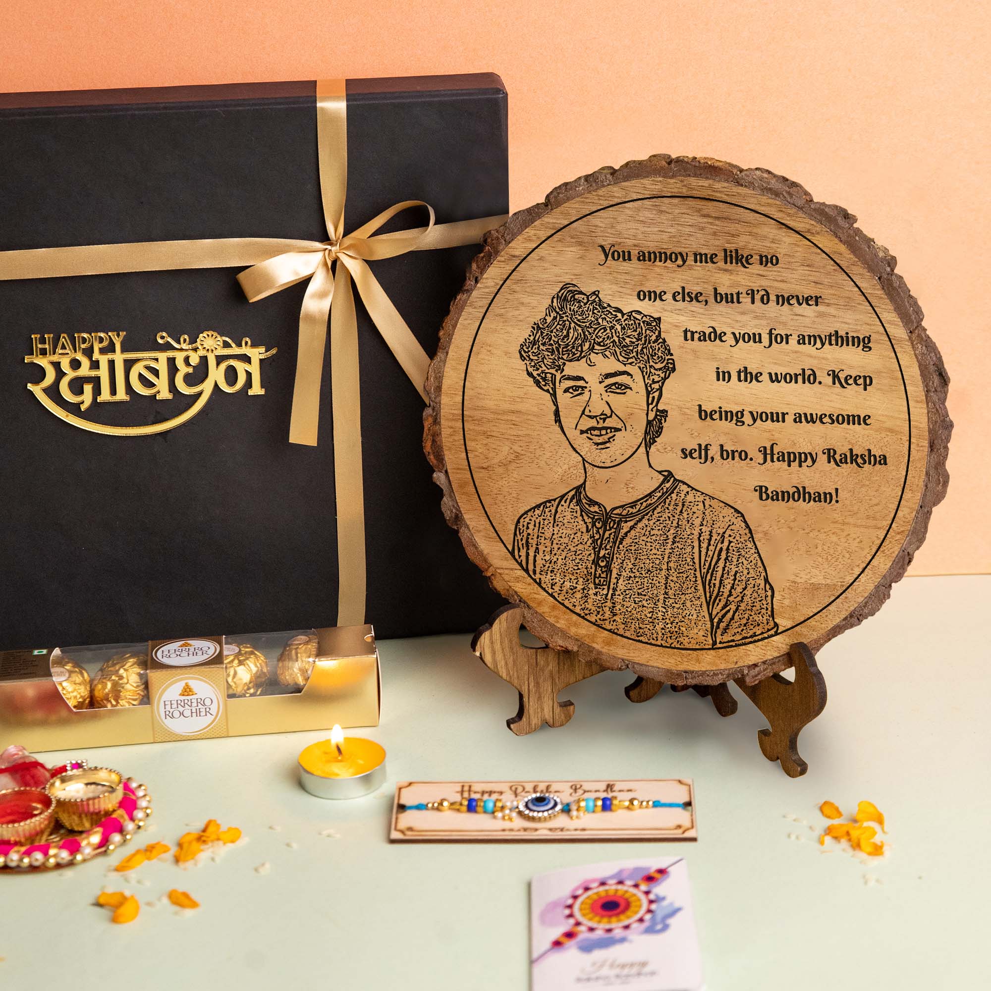 5-in-1 Sibling Love Treasure Box – A Heartfelt Hamper Featuring a Gift plaque for brother's