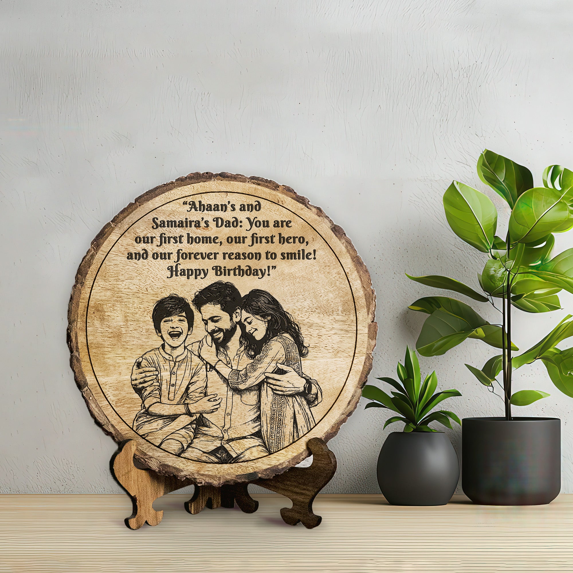 Customized Birthday Gift plaque for Dad - Mango Wood 8x8 Inch