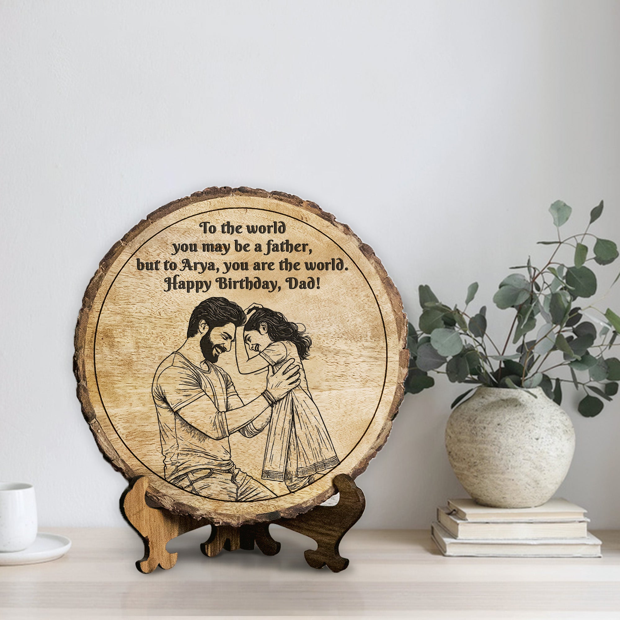 Customized Birthday Gift plaque for Dad - Mango Wood 8x8 Inch