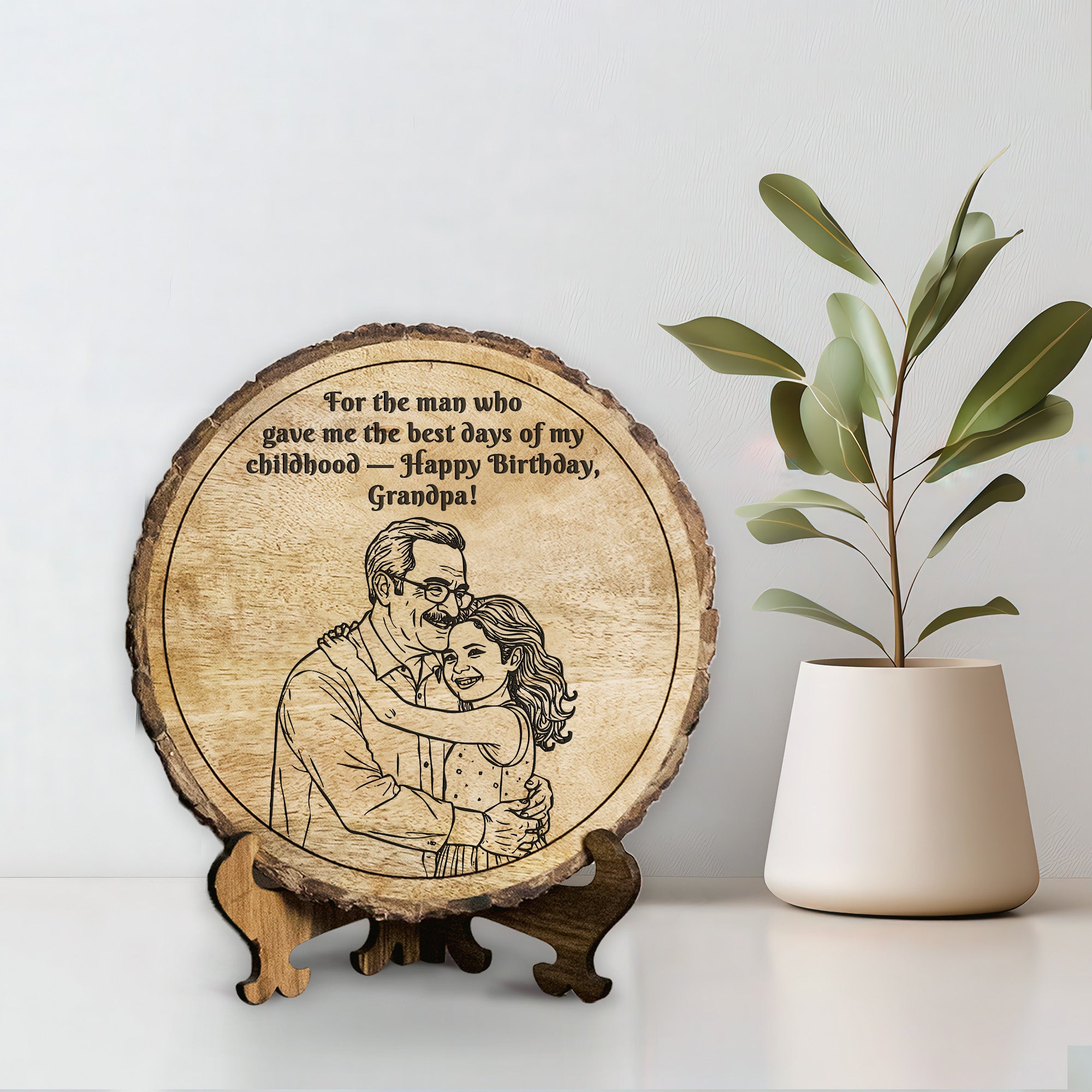 Customized Birthday Gift plaque for Grandpa - Mango Wood 8x8 Inch