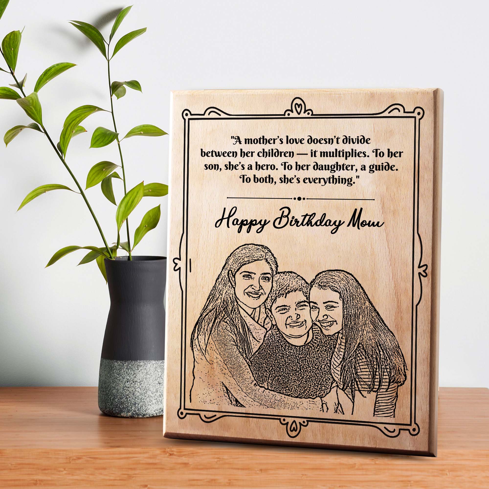 Customized Birthday Gift Plaque for Mom - Steam beech Wood 9x12 Inch