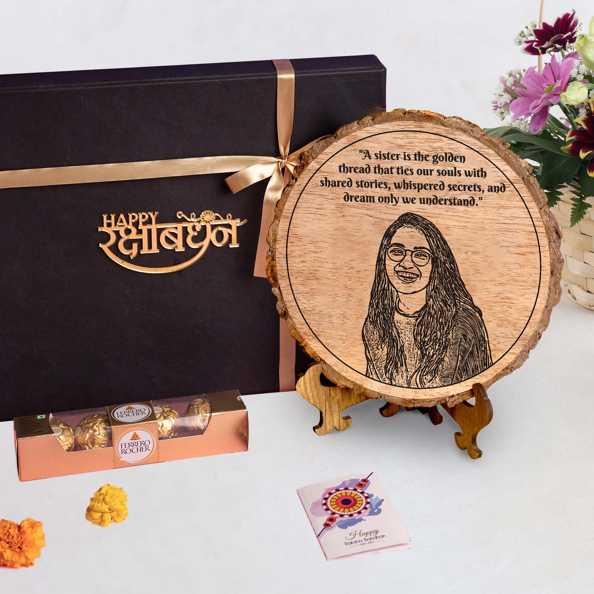 3-in-1 Sibling Love Treasure Box – A Heartfelt Hamper Featuring a Gift plaque for sister's
