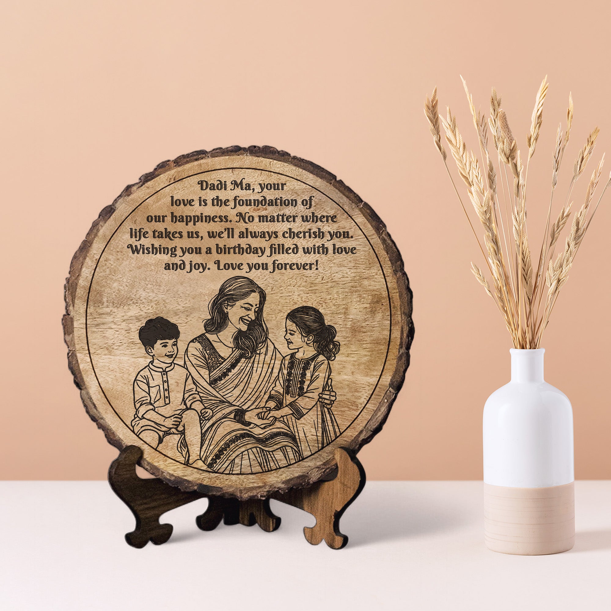 Customized Birthday Gift Plaque for Grandma - Mango Wood 8x8 Inch