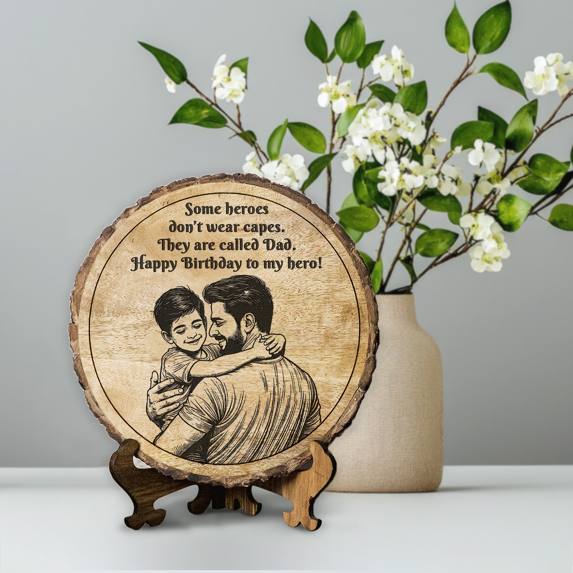 Customized Birthday Gift plaque for Dad - Mango Wood 8x8 Inch
