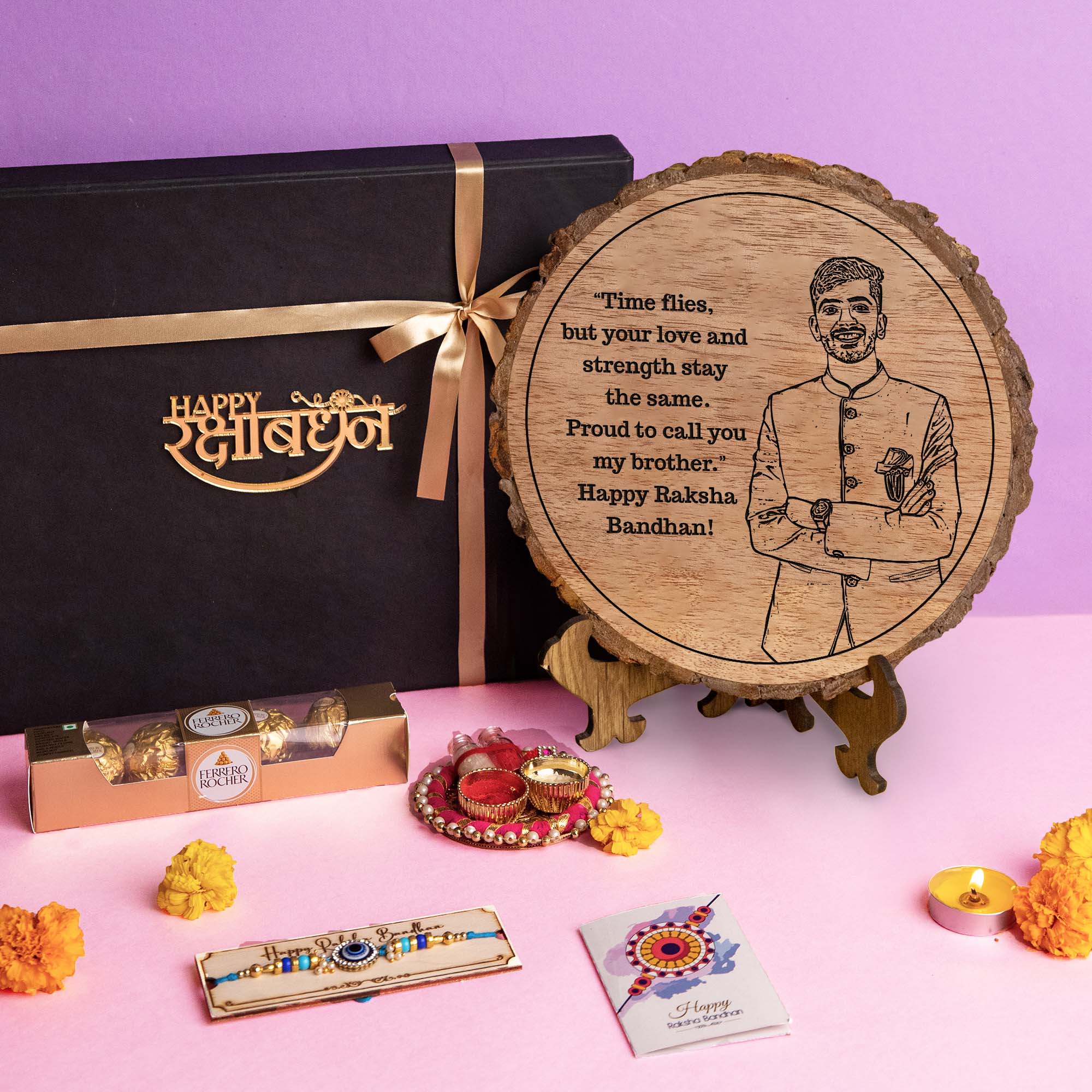 5-in-1 Sibling Love Treasure Box – A Heartfelt Hamper Featuring a Gift plaque for brother's