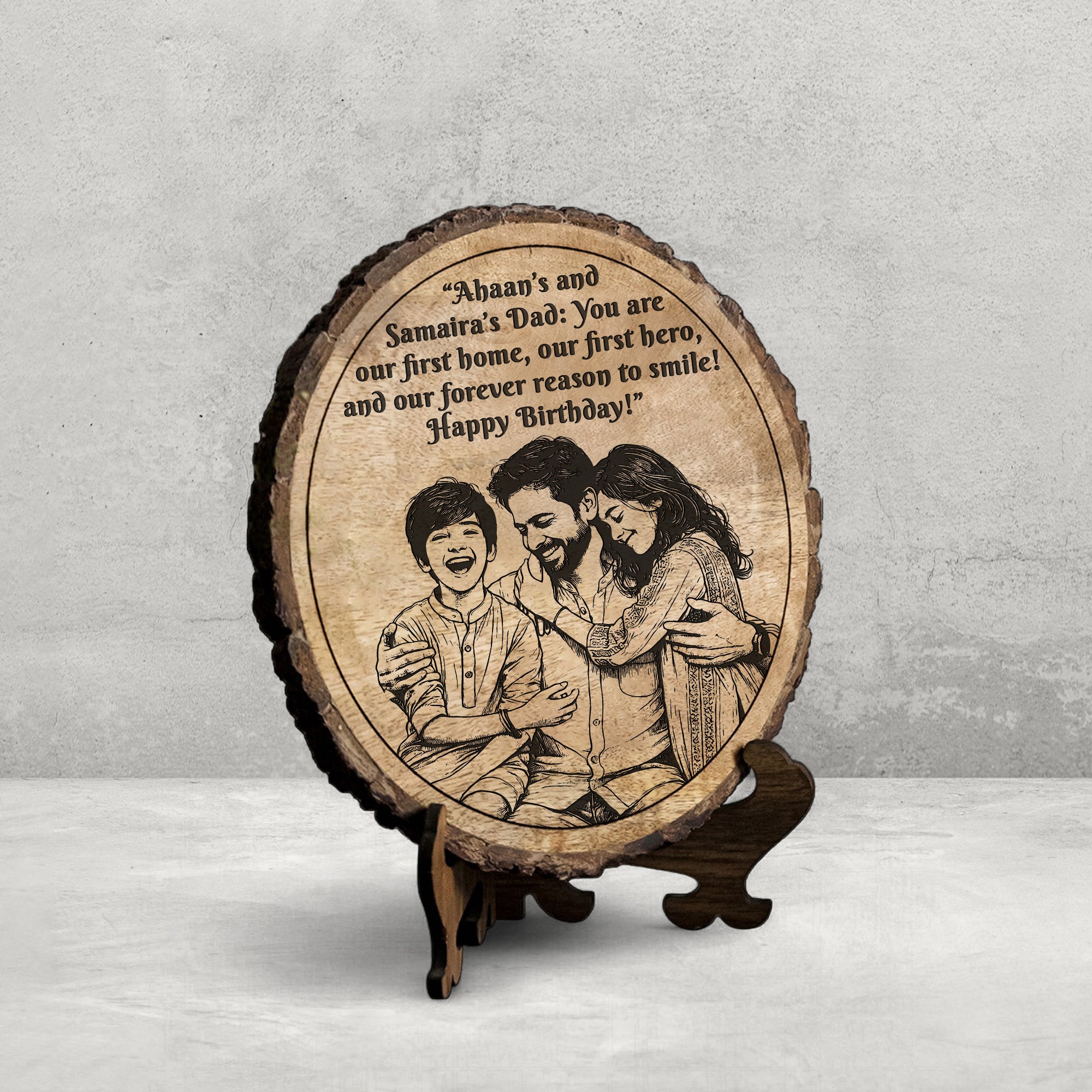 Customized Birthday Gift plaque for Dad - Mango Wood 8x8 Inch