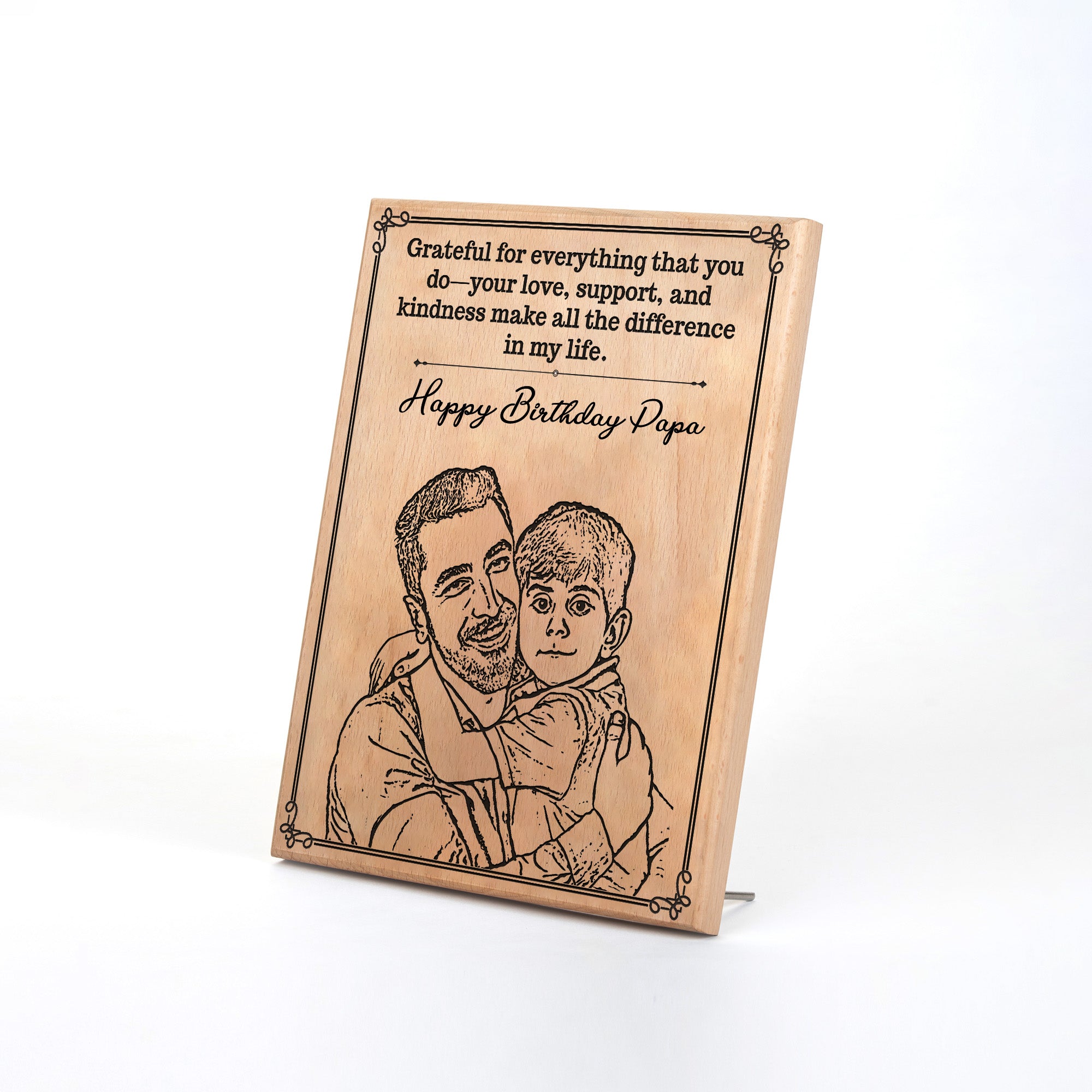 Customized Birthday Gift Plaque for Dad - Steam beech Wood 7X9 Inch
