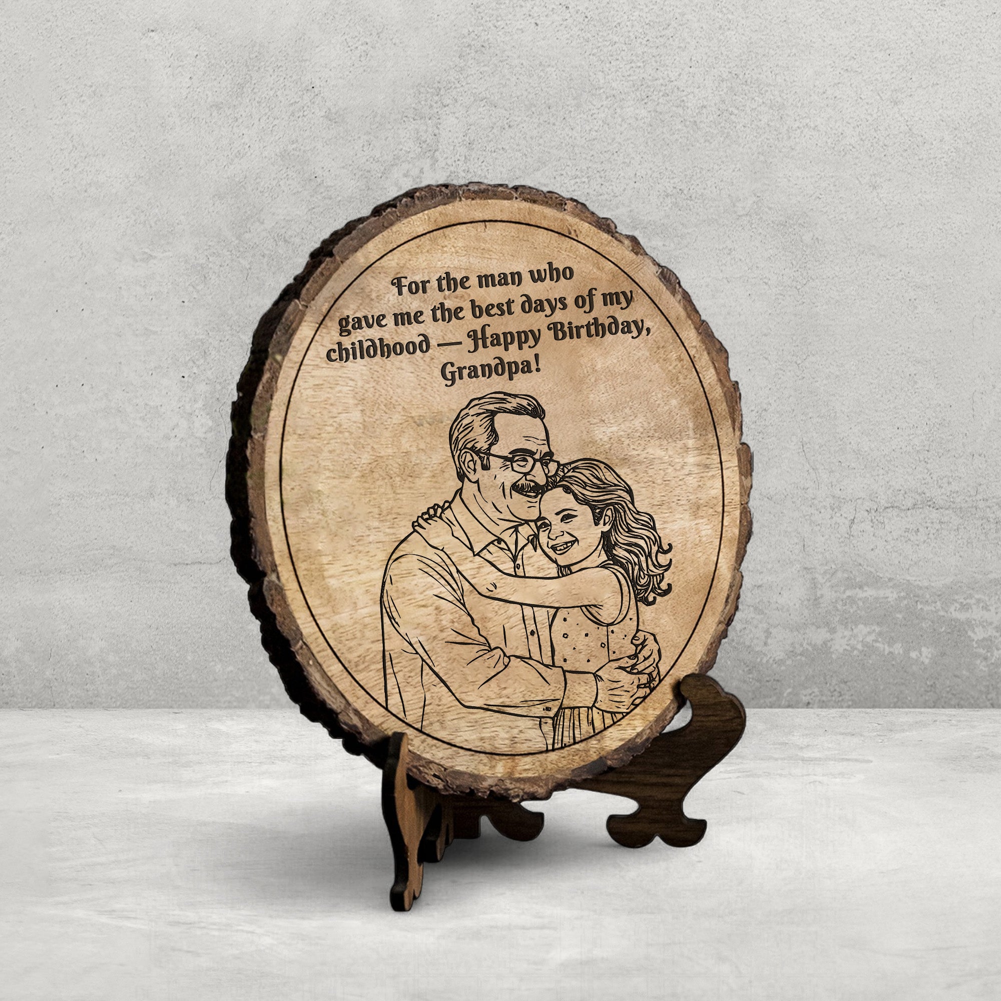 Customized Birthday Gift plaque for Grandpa - Mango Wood 8x8 Inch