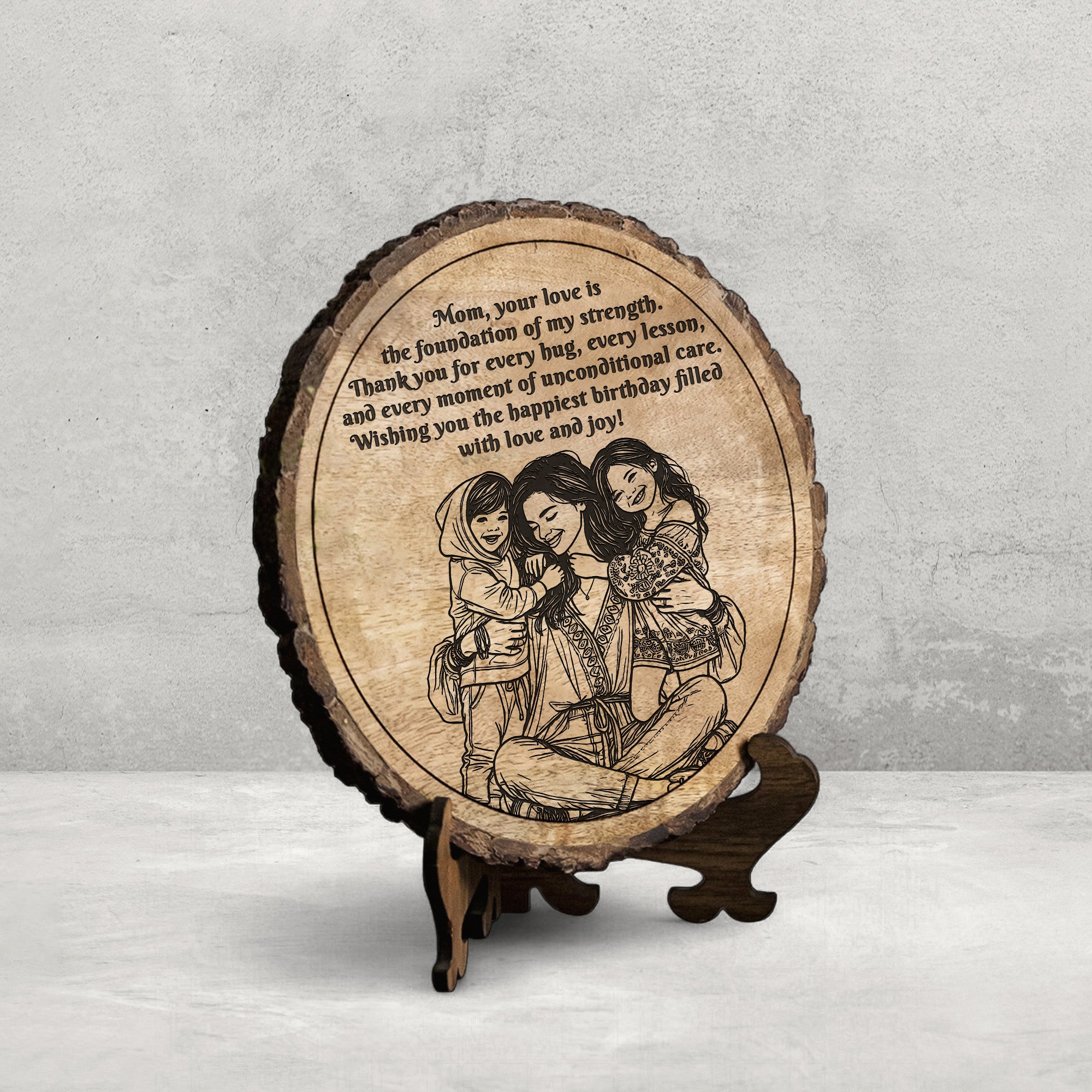 Customized Birthday Gift Plaque for Mom - Mango Wood 8x8 Inch