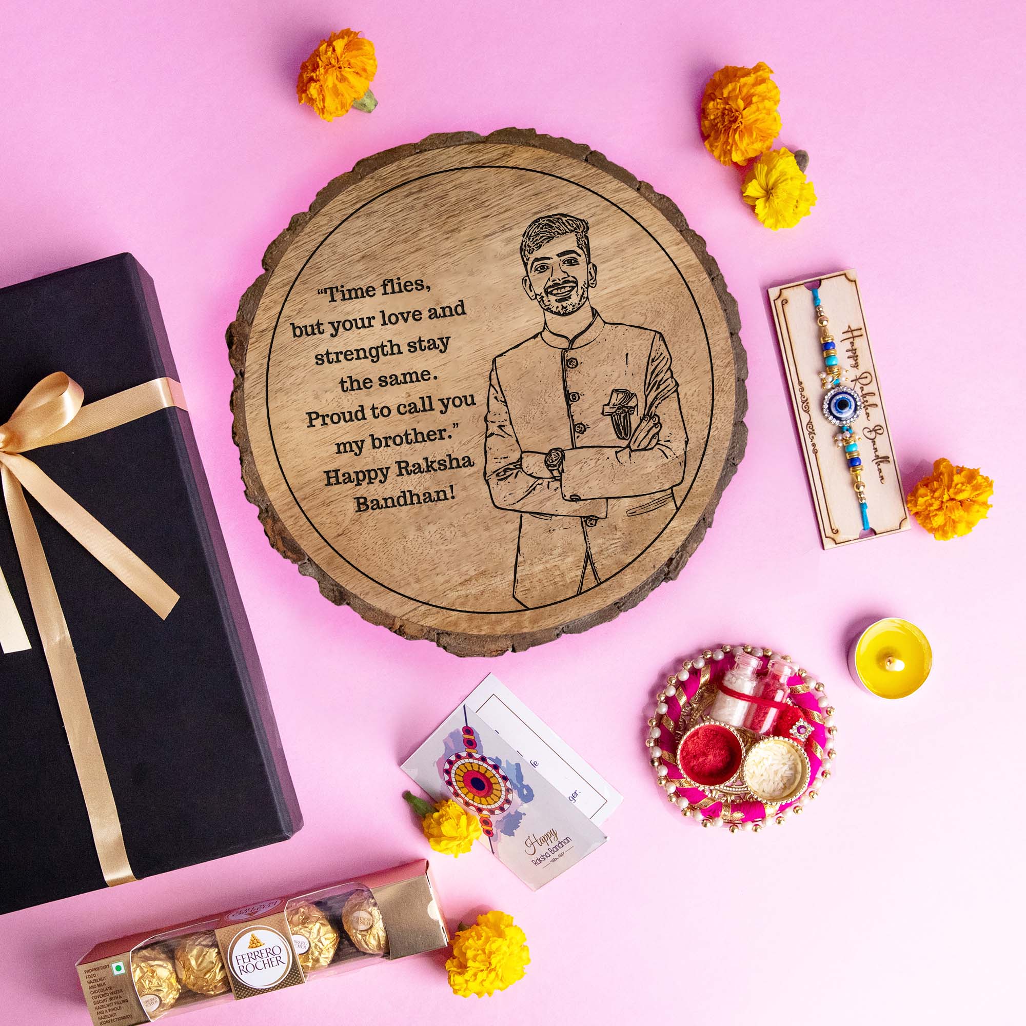 5-in-1 Sibling Love Treasure Box – A Heartfelt Hamper Featuring a Gift plaque for brother's